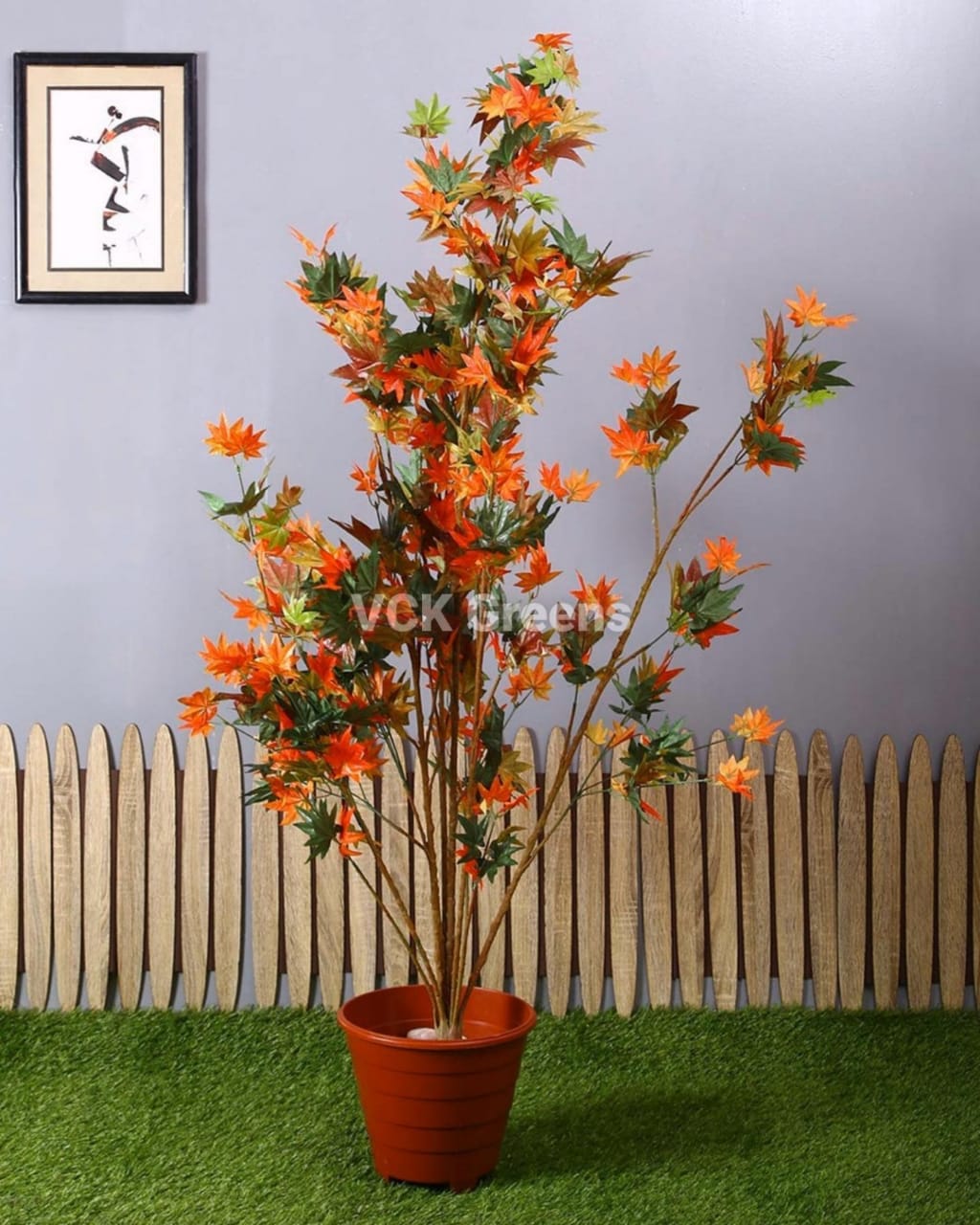Artificial Maple Leaves Plant (5 Feet, Without Pot)