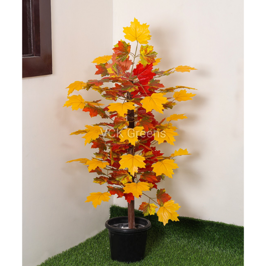 Artificial Autumn Maple Leaves Tree With Pot 3ft