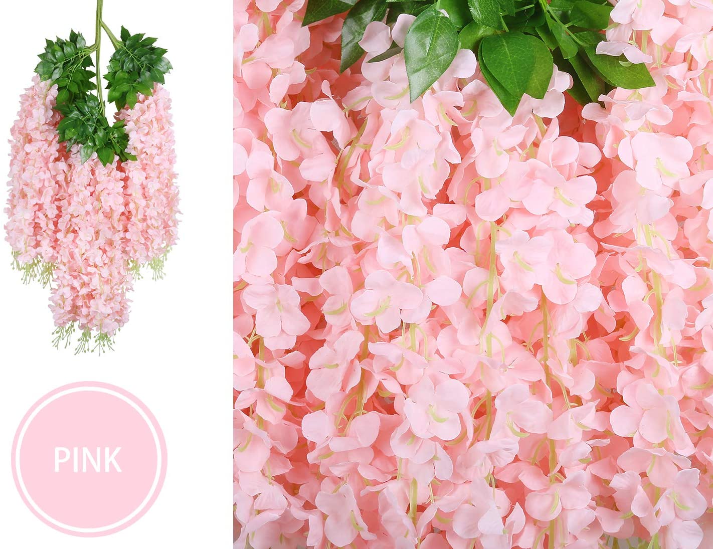 Artificial Dense Wisteria Hanging Flowers
