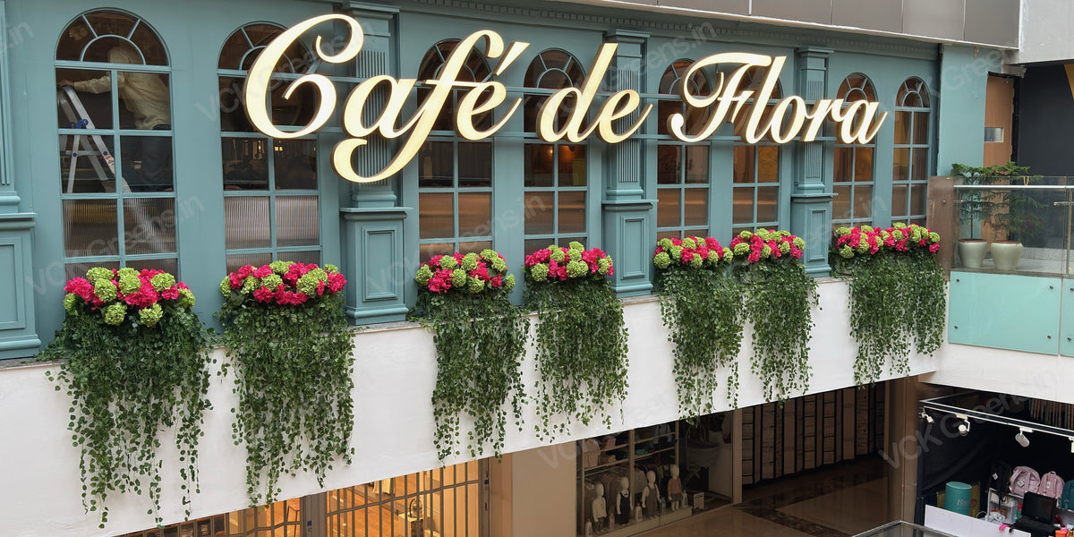 Case Study : Transforming Café de Flora into a Floral French Escape – A Complete Greenery & Floral Installation by VCK Greens