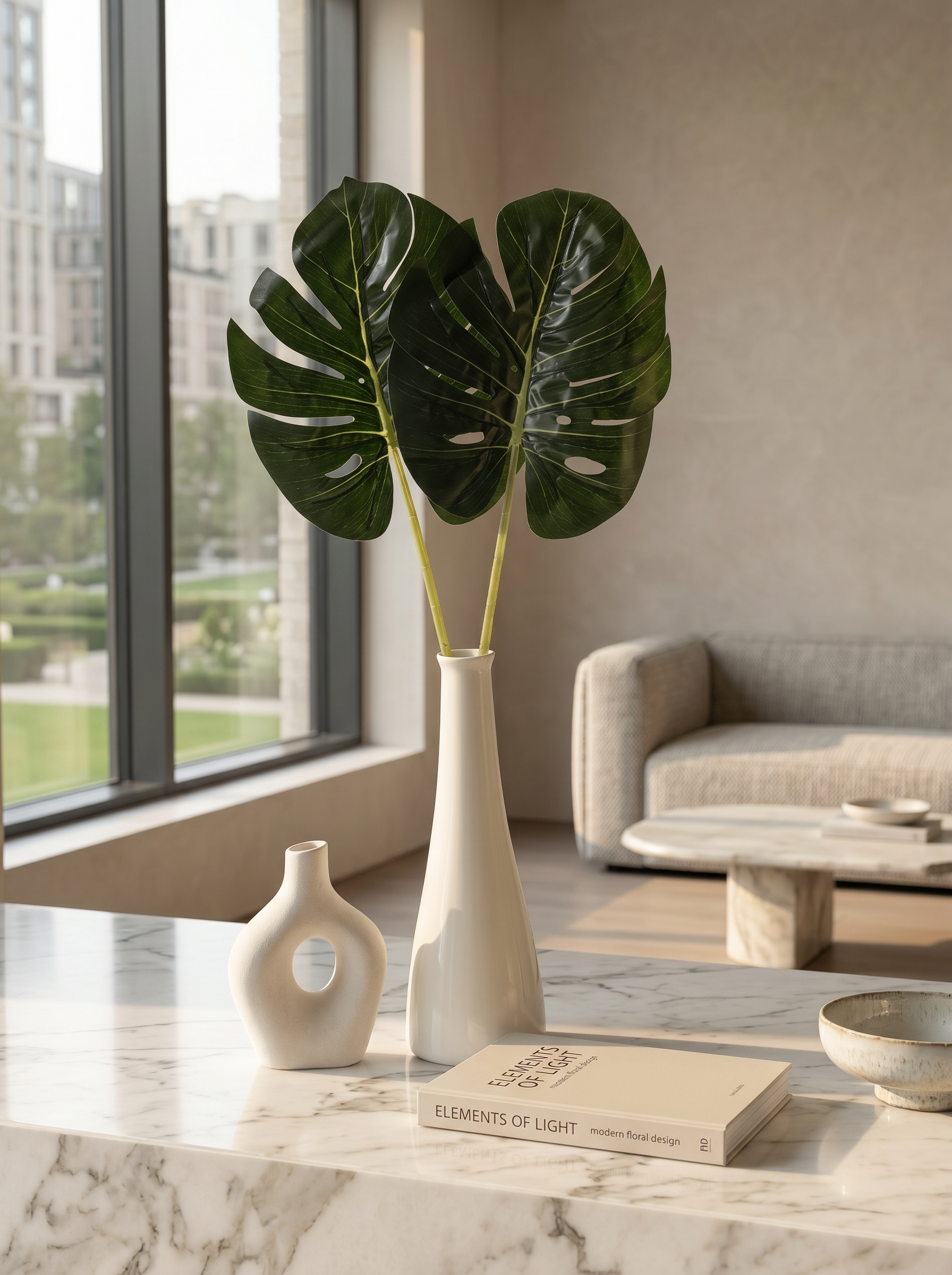 Artificial Small Monstera sticks (Set of 2)