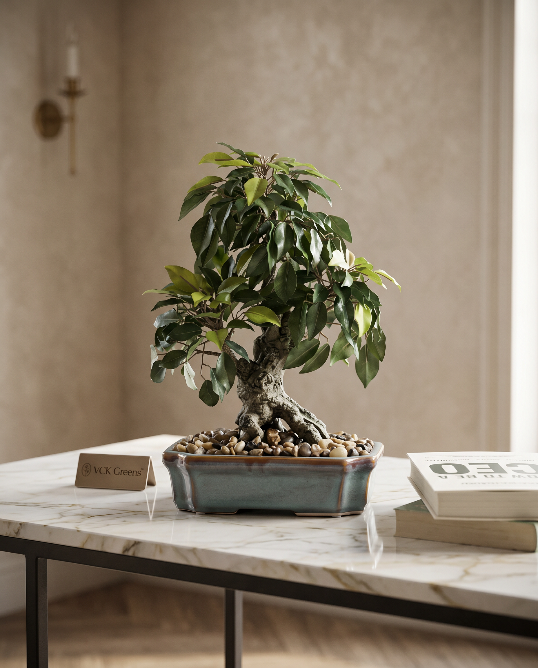 Artificial Ficus Leaves Bonsai 1.3ft