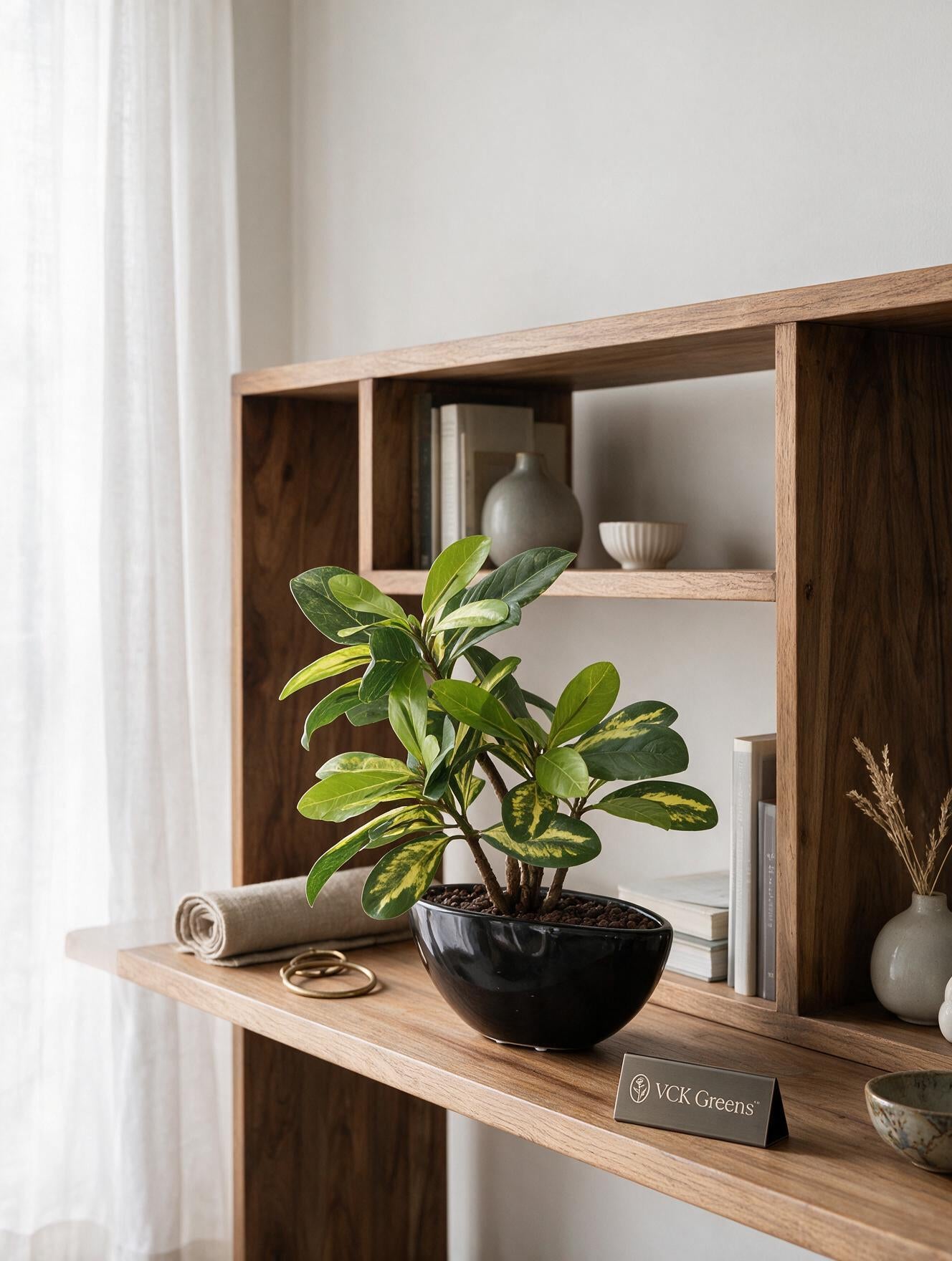 Artificial Variegated Schefflera Bonsai 1ft