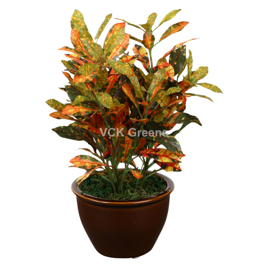 Artificial Croton Leaf Bonsai Plant 1ft