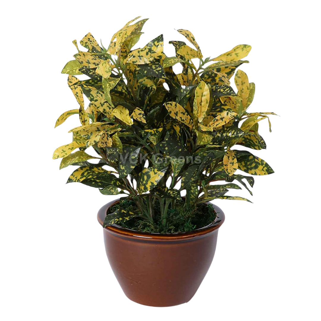 Artificial Croton Leaf Bonsai Plant 1ft