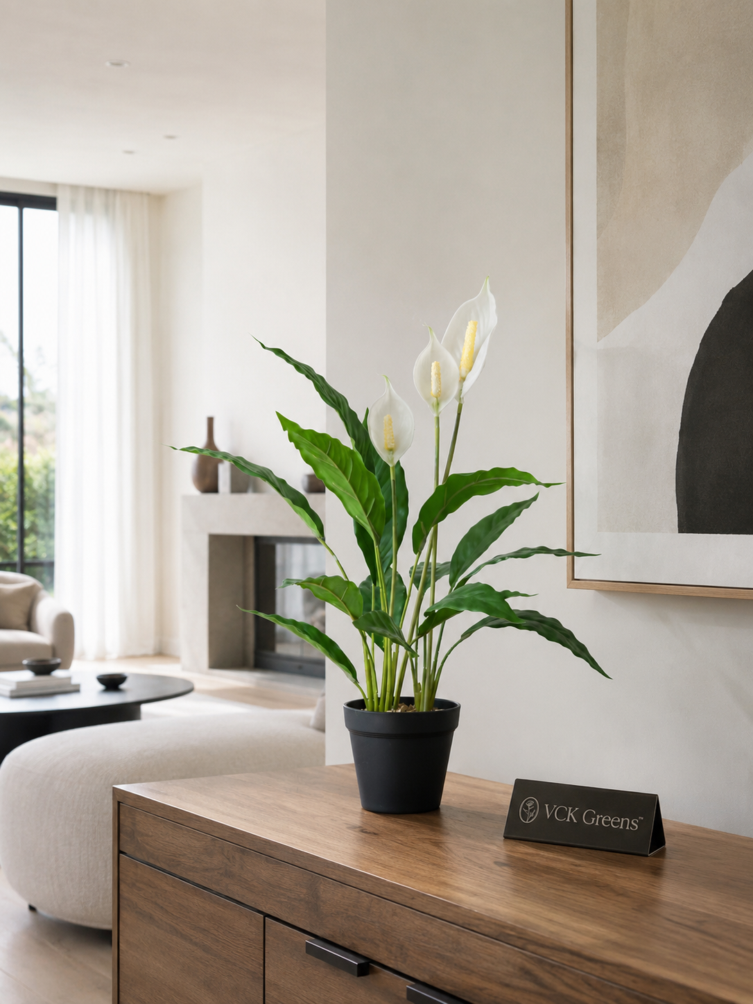 Artificial Peace Lily Accent Planter 2ft