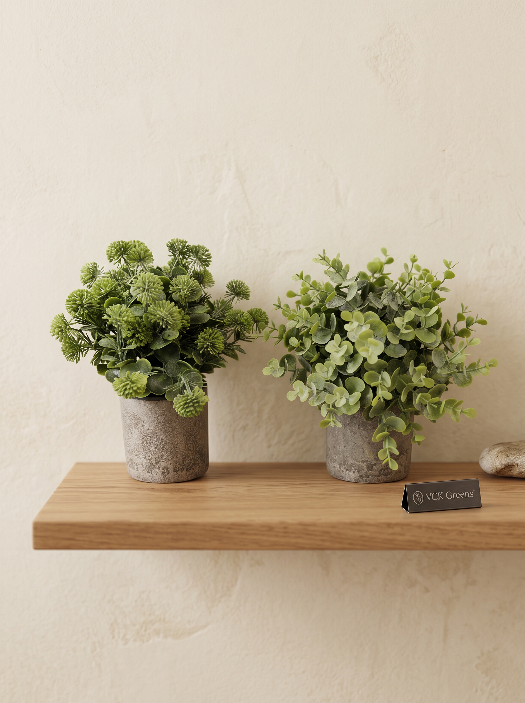 Artificial Meadow Greenery in Stone Pot