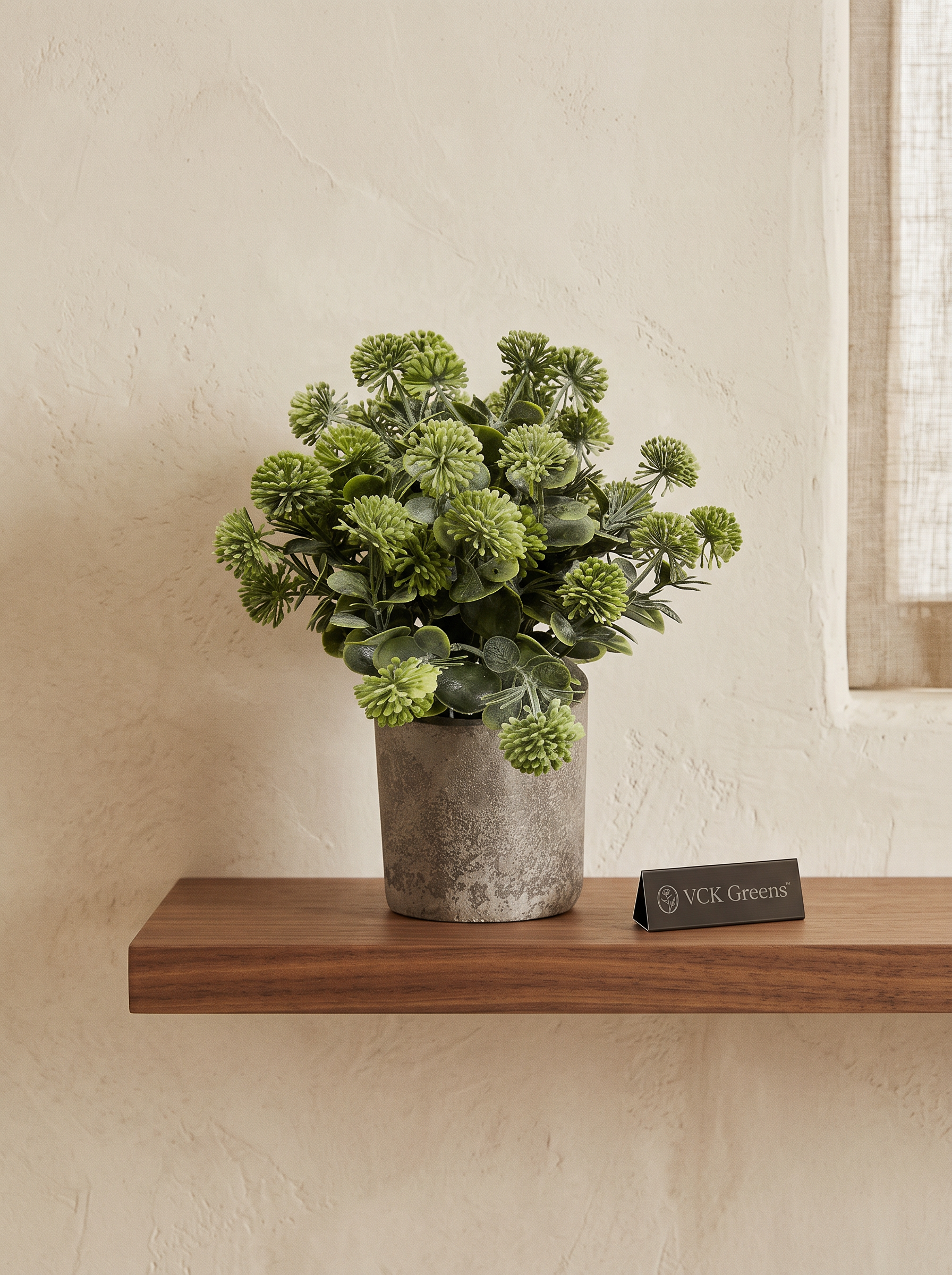 Artificial Meadow Greenery in Stone Pot