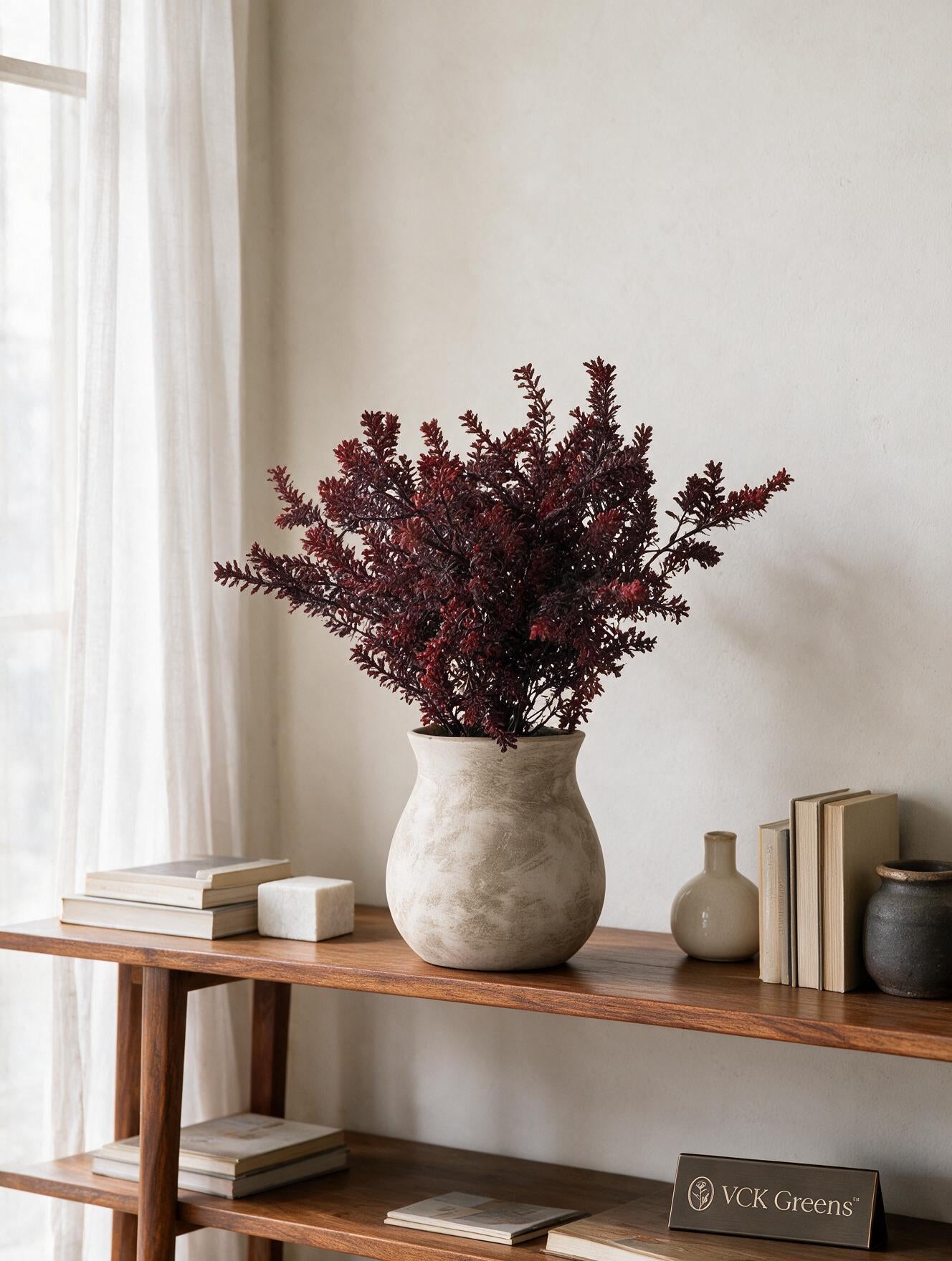 Artificial Cedar Bush in Ceramic Vase 41cm