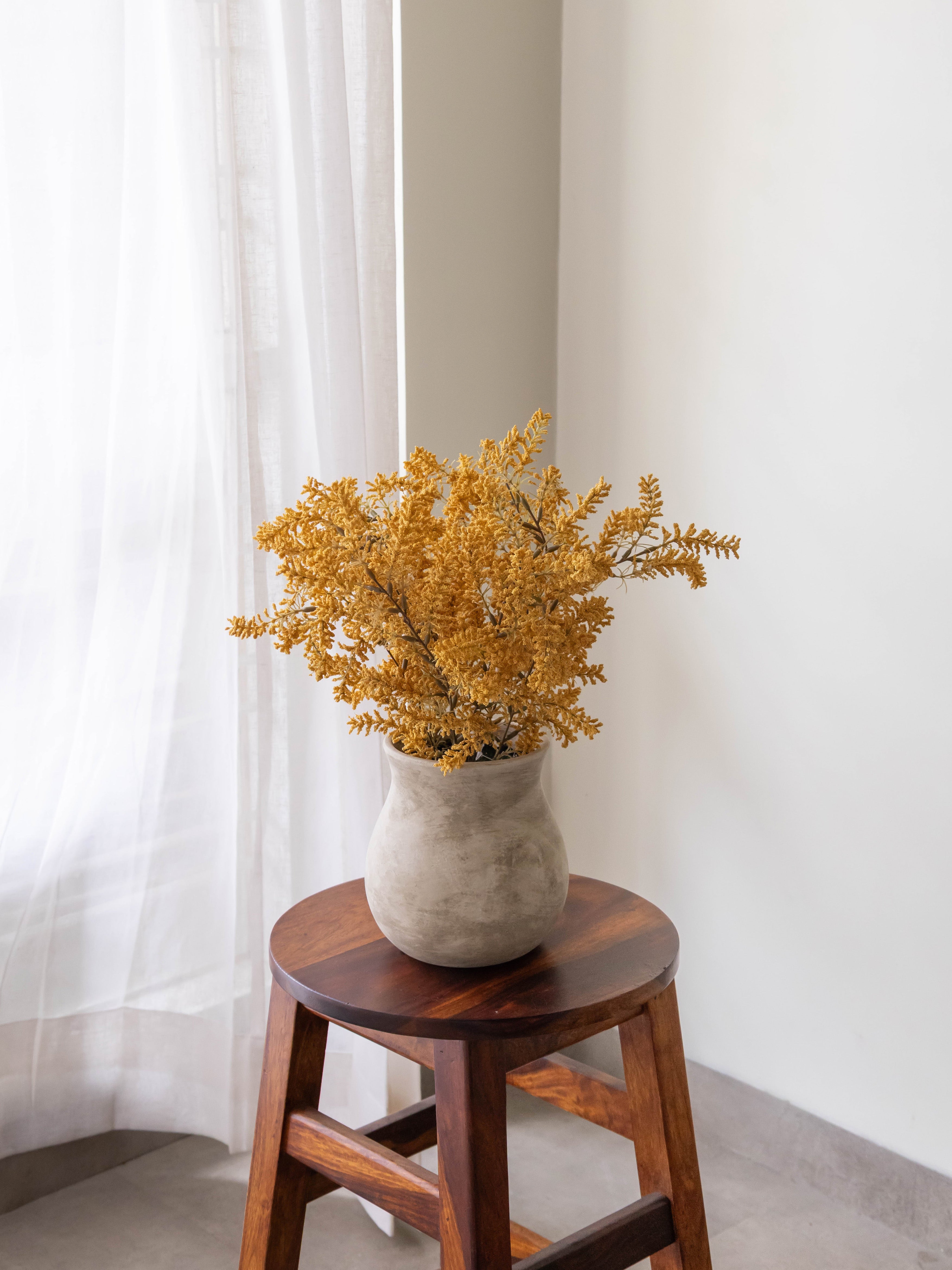 Artificial Golden Cedar Bush in Ceramic Vase 41cm