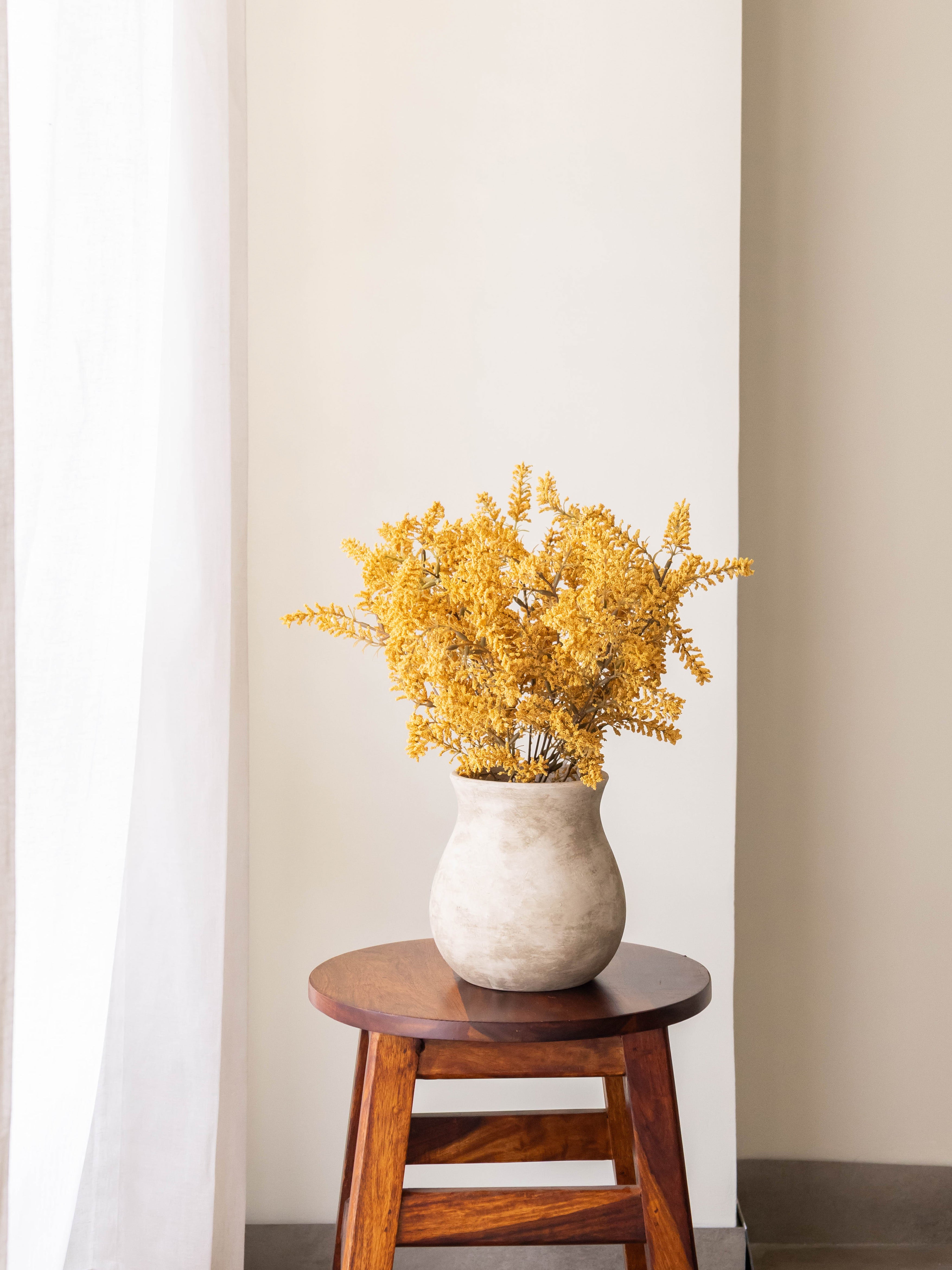 Artificial Golden Cedar Bush in Ceramic Vase 41cm