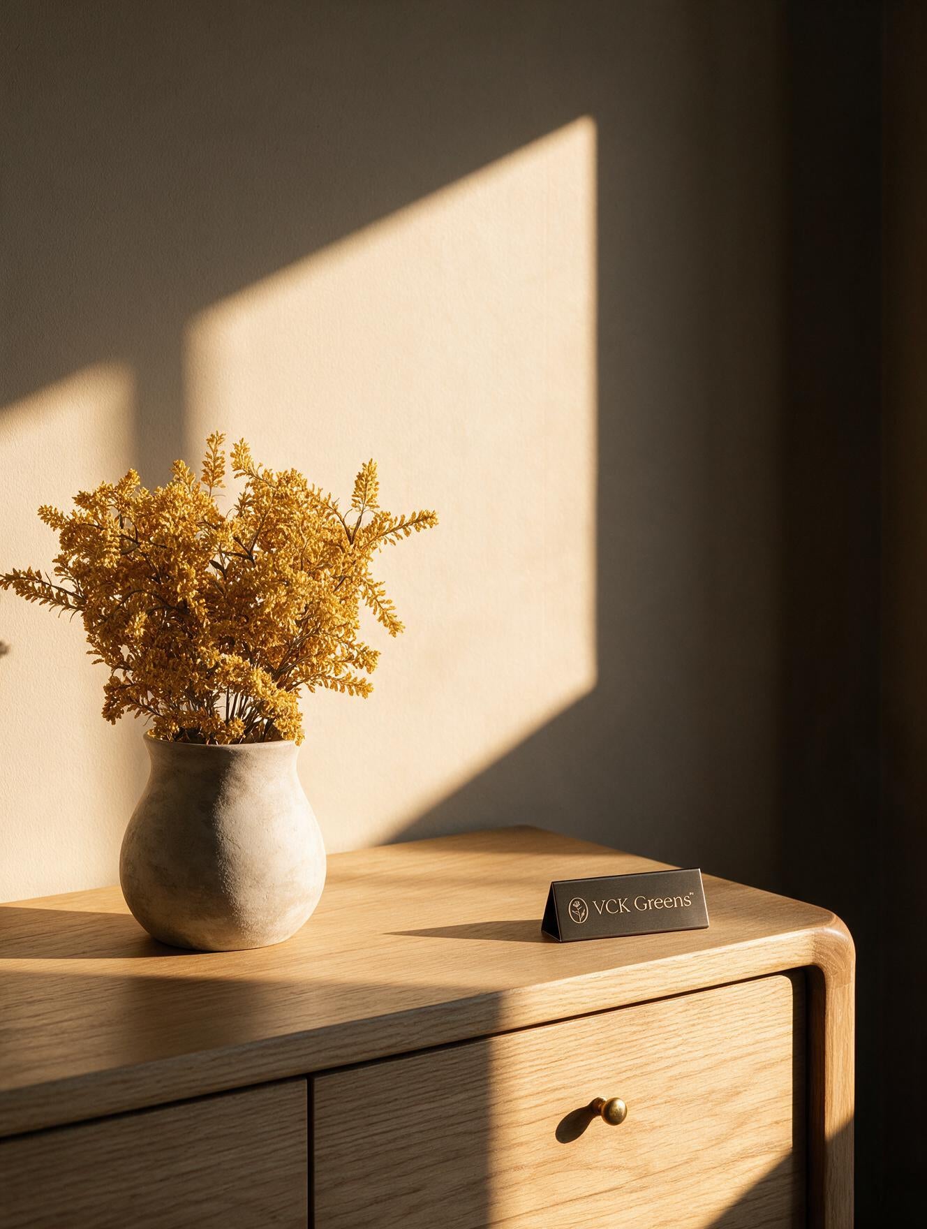 Artificial Golden Cedar Bush in Ceramic Vase 41cm
