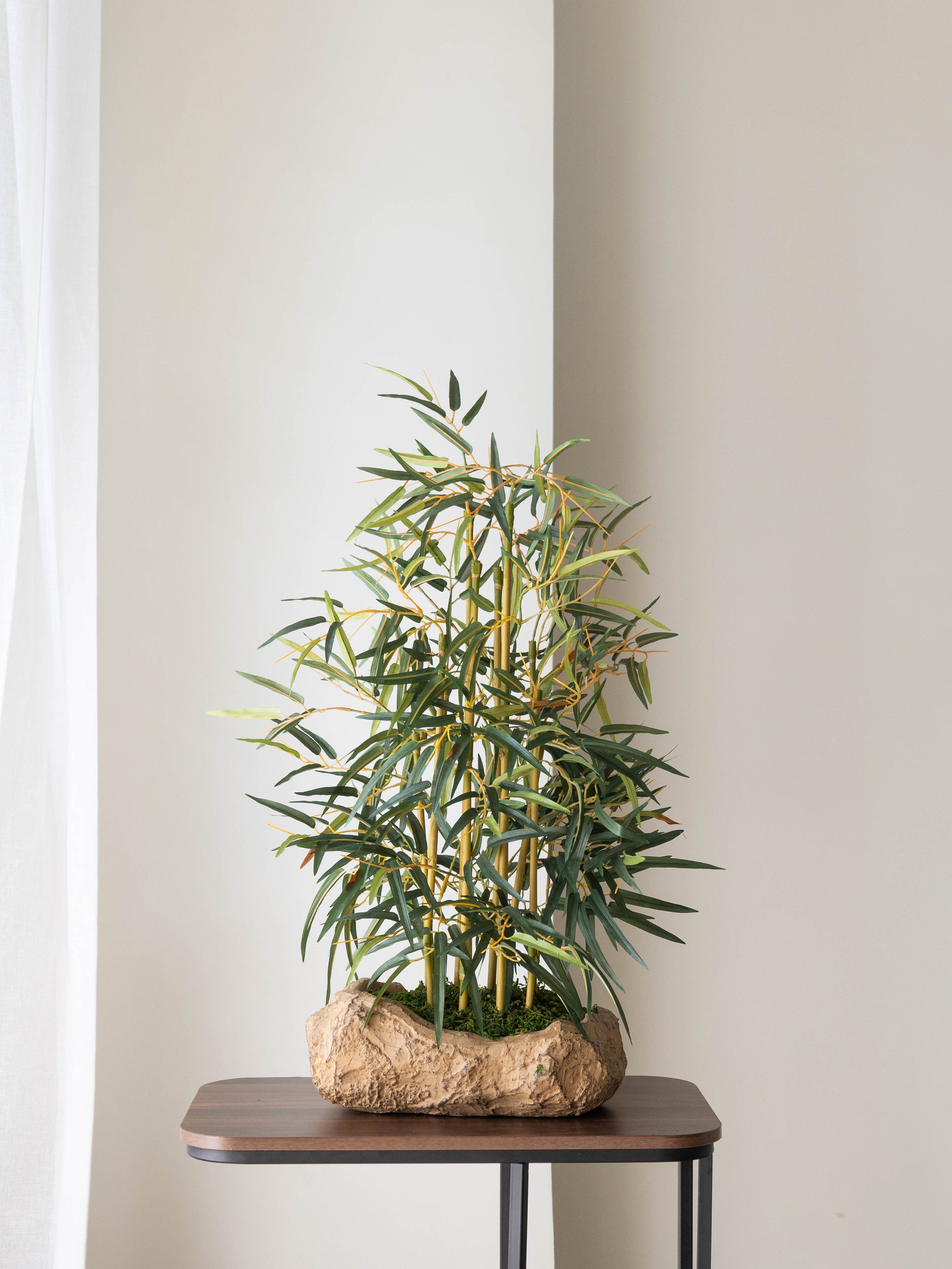 Artificial Bamboo Bonsai with Rock Planter 2ft