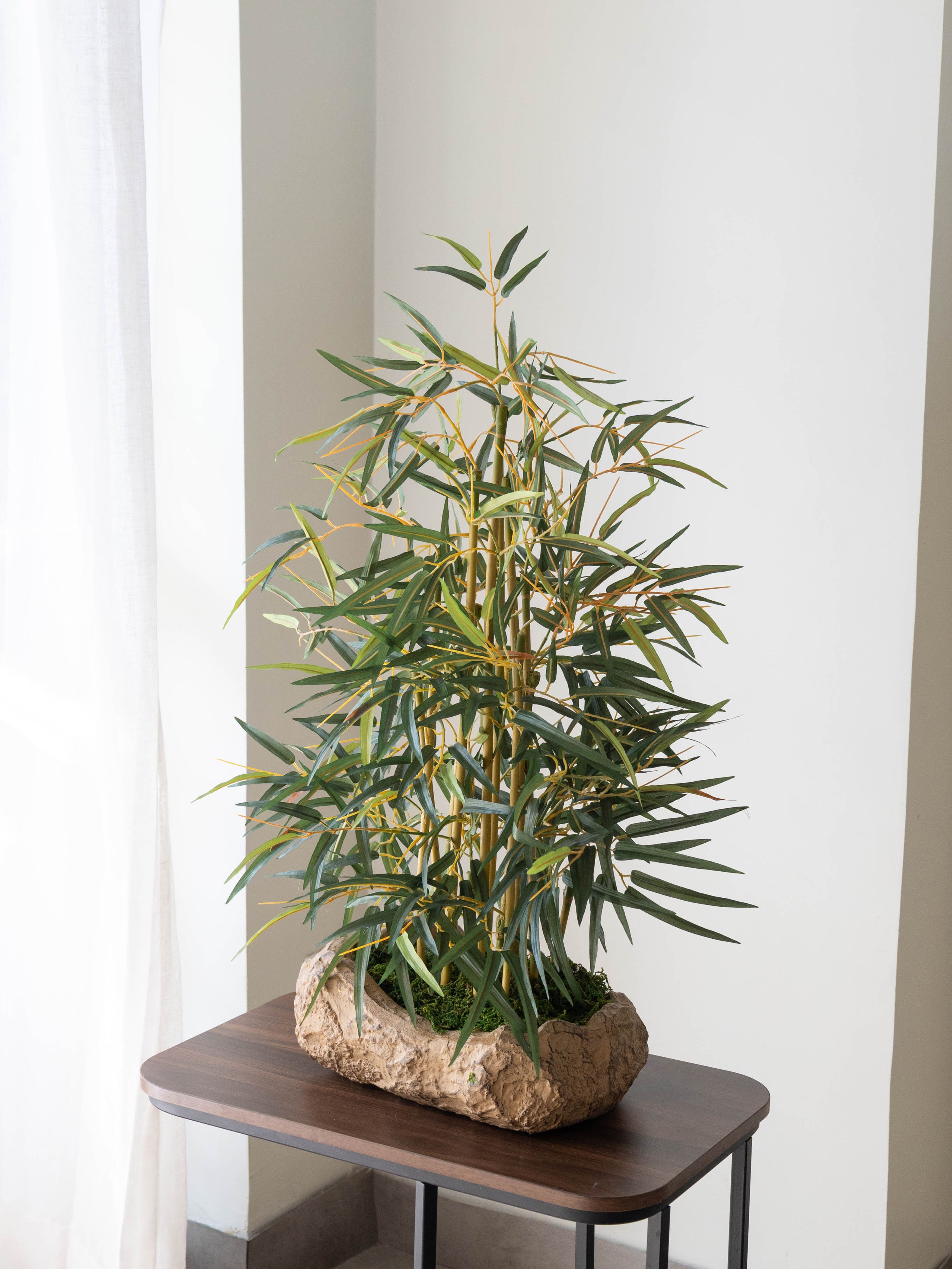 Artificial Bamboo Bonsai with Rock Planter 2ft