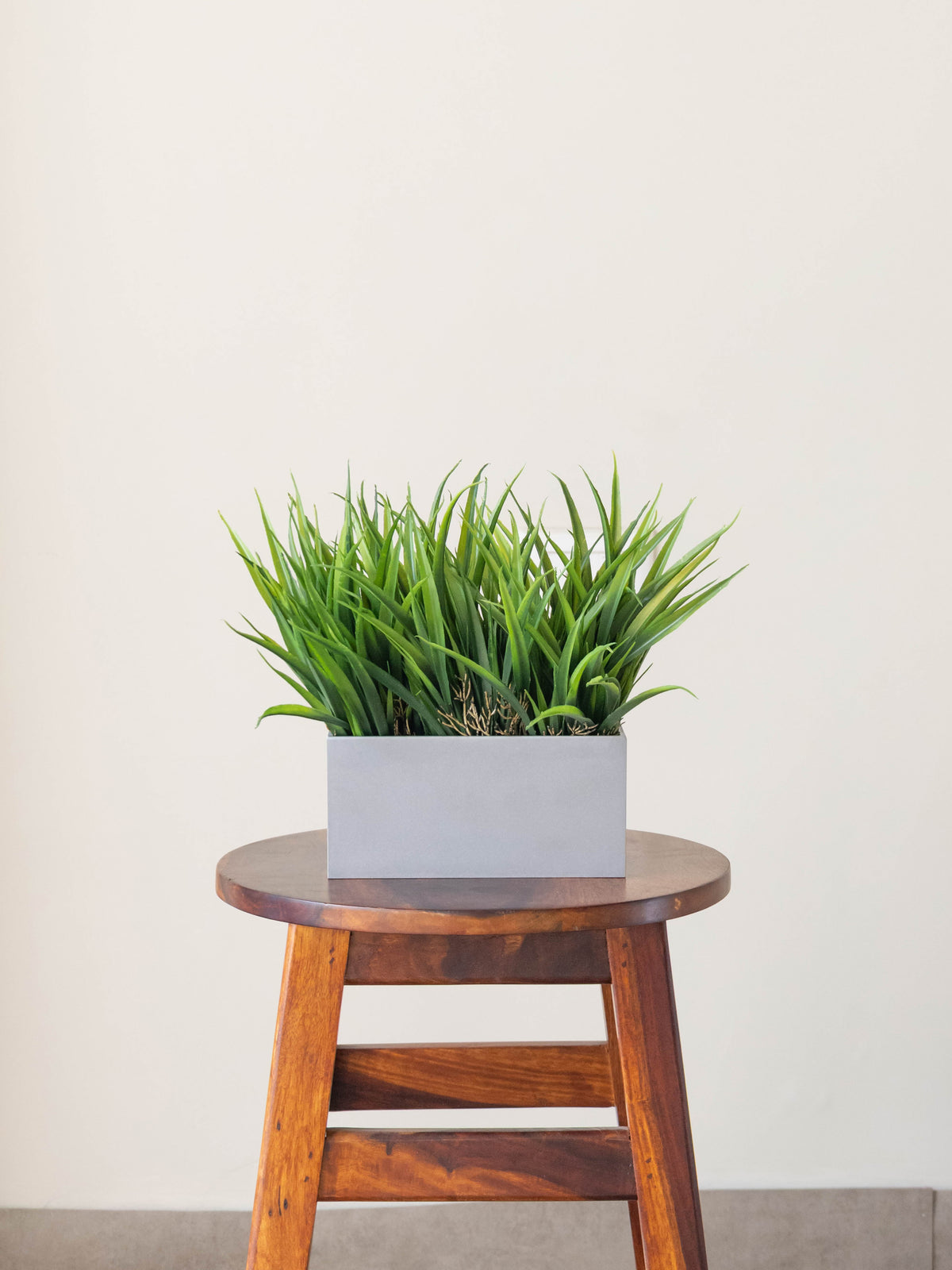 Artificial Lush Grass Tabletop in Grey Pot