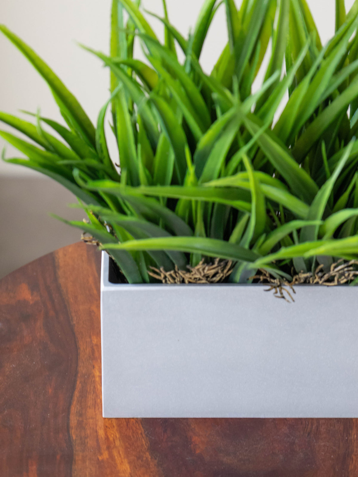 Artificial Lush Grass Tabletop in Grey Pot