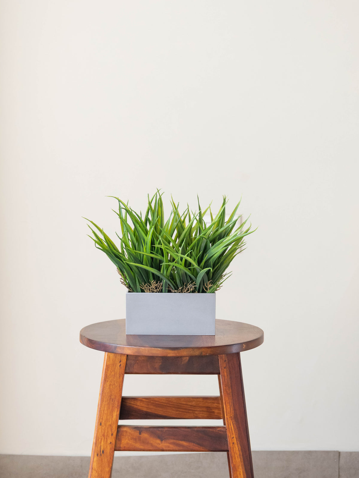 Artificial Lush Grass Tabletop in Grey Pot