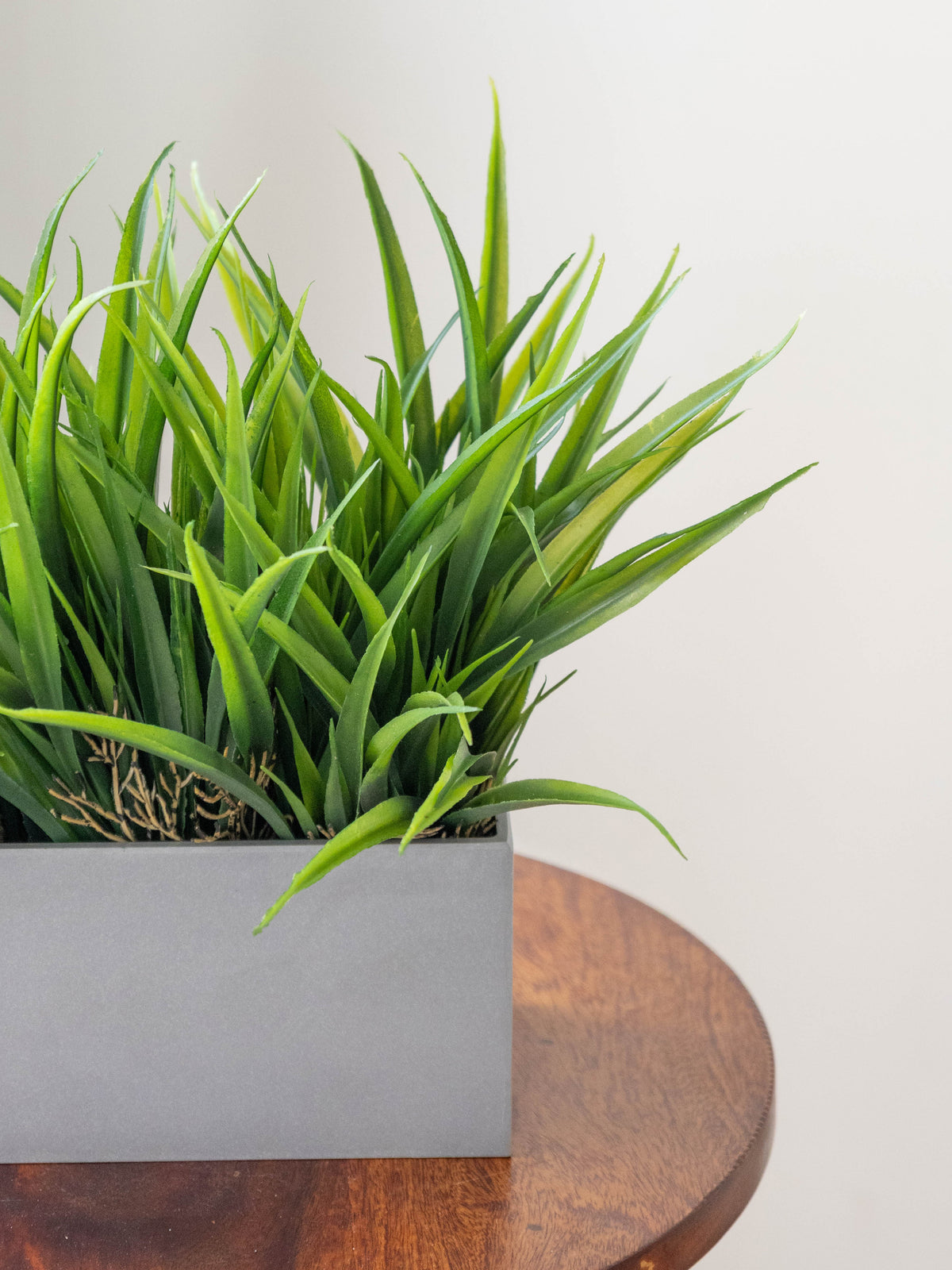Artificial Lush Grass Tabletop in Grey Pot