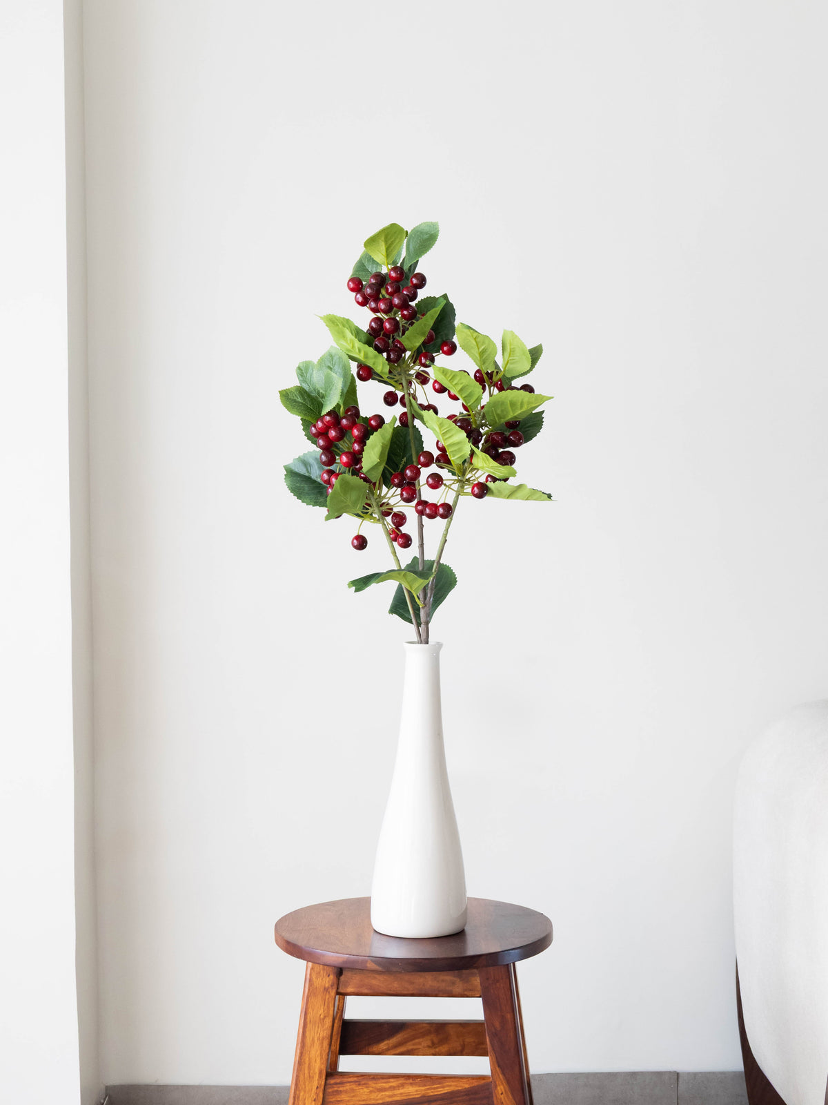 Artificial Crimson Berry Leaf Stem