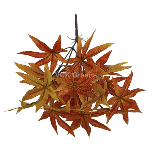 Artificial Real Touch Orange Maple Leaf Bunch 25cm (Pack of 3pc)