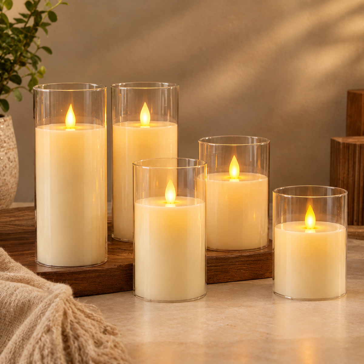 Golden Glow Flameless LED Candle Set