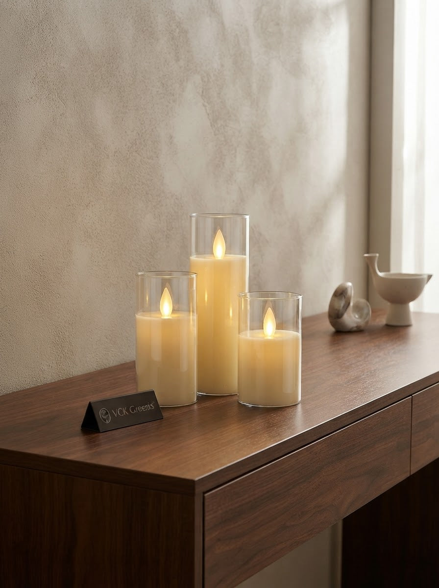 Everglow Acrylic LED Candle Trio