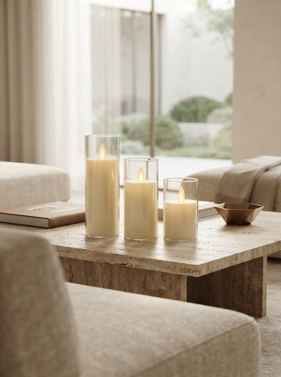 Everglow Acrylic LED Candle Trio
