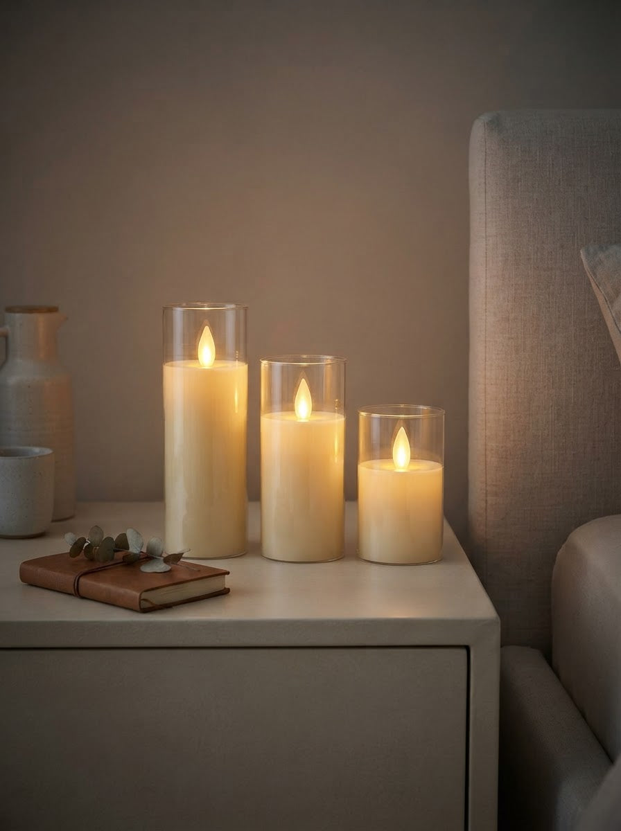 Everglow Acrylic LED Candle Trio