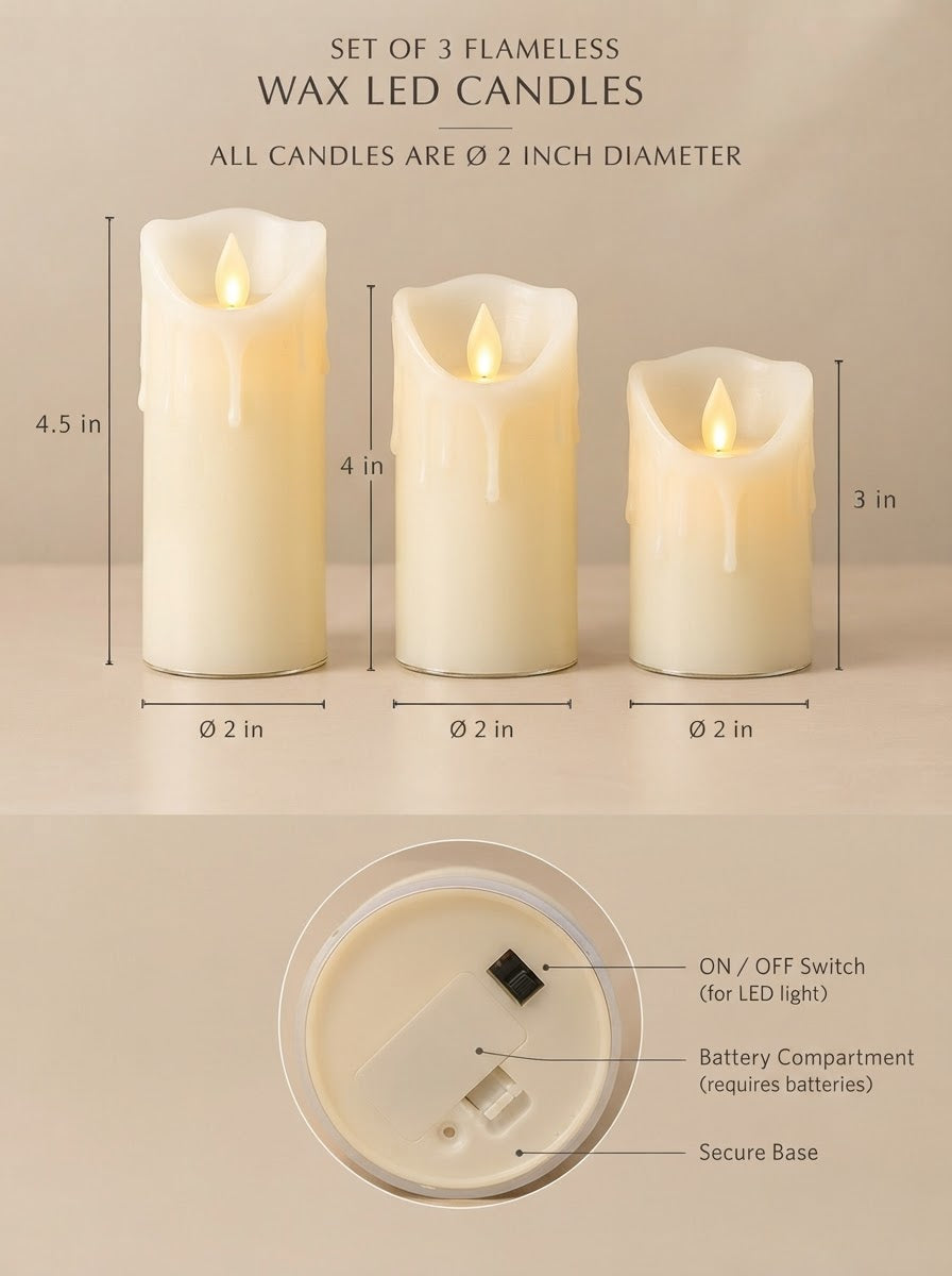 Aurelia Glow LED Candle Trio
