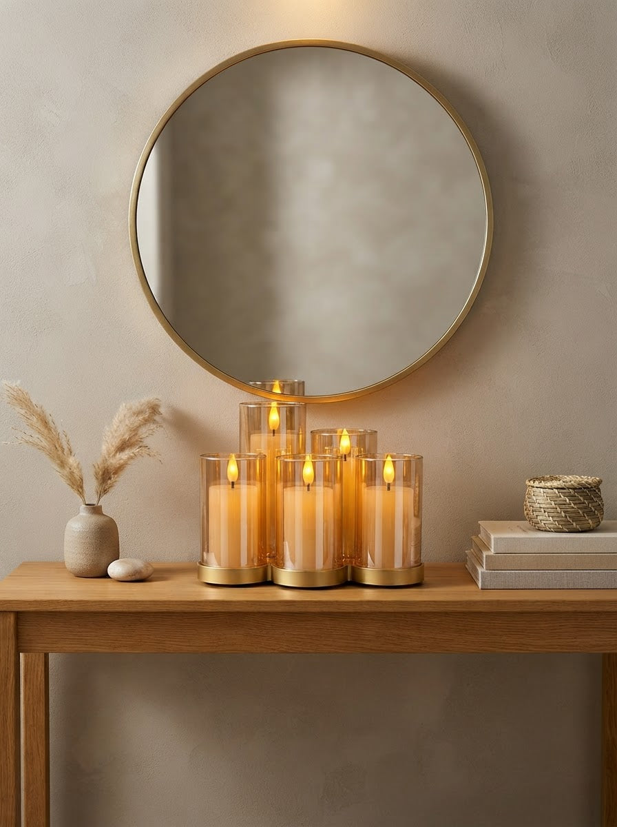 Golden Glow Amber Glass LED Candle (Set of 5)