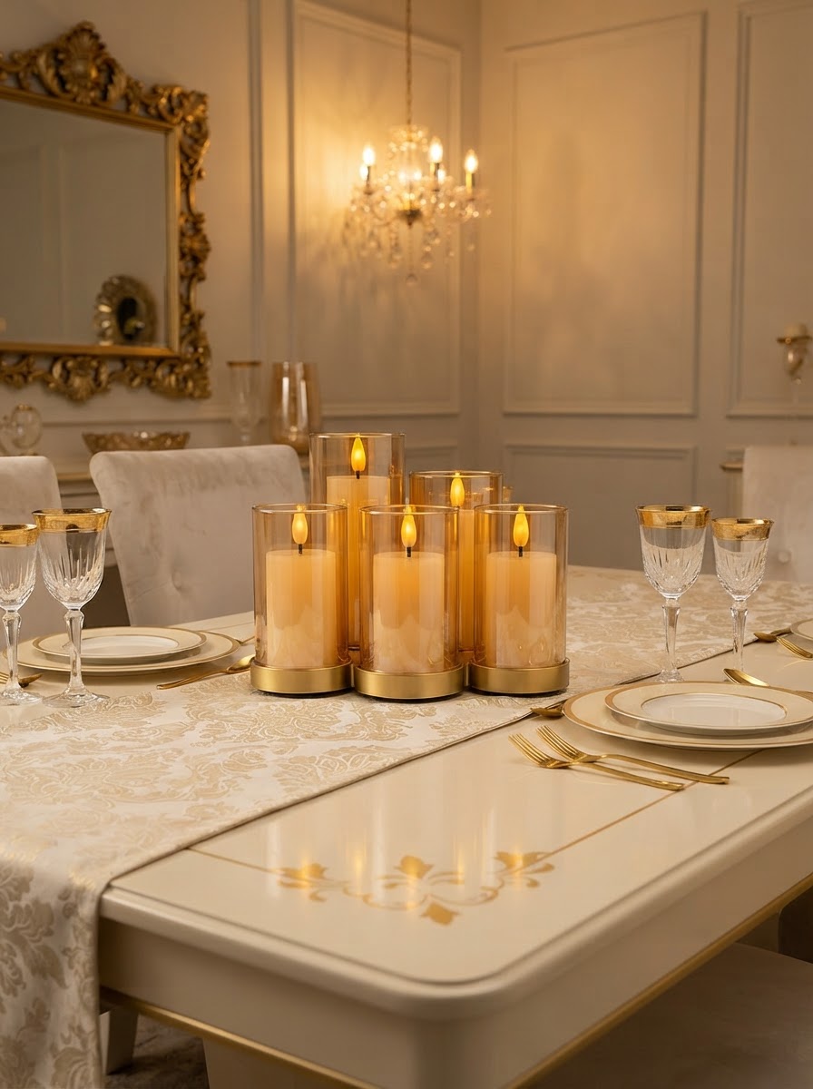 Golden Glow Amber Glass LED Candle (Set of 5)