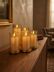 Golden Glow Amber Glass LED Candle (Set of 5)