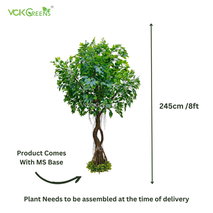 Artificial Ficus Leaf Fiber Trunk Plant 8ft With Base