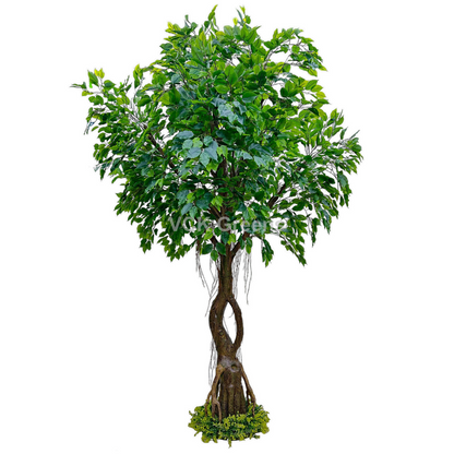 Artificial Ficus Leaf Fiber Trunk Plant 8ft With Base