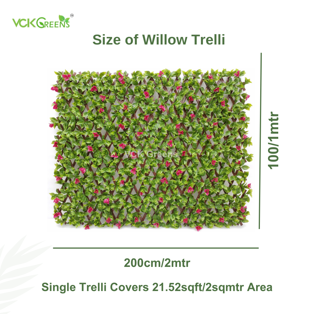 Artificial Bougainvillea Flower Willow Trellis (1mtr X 2mtr, 21sqft)