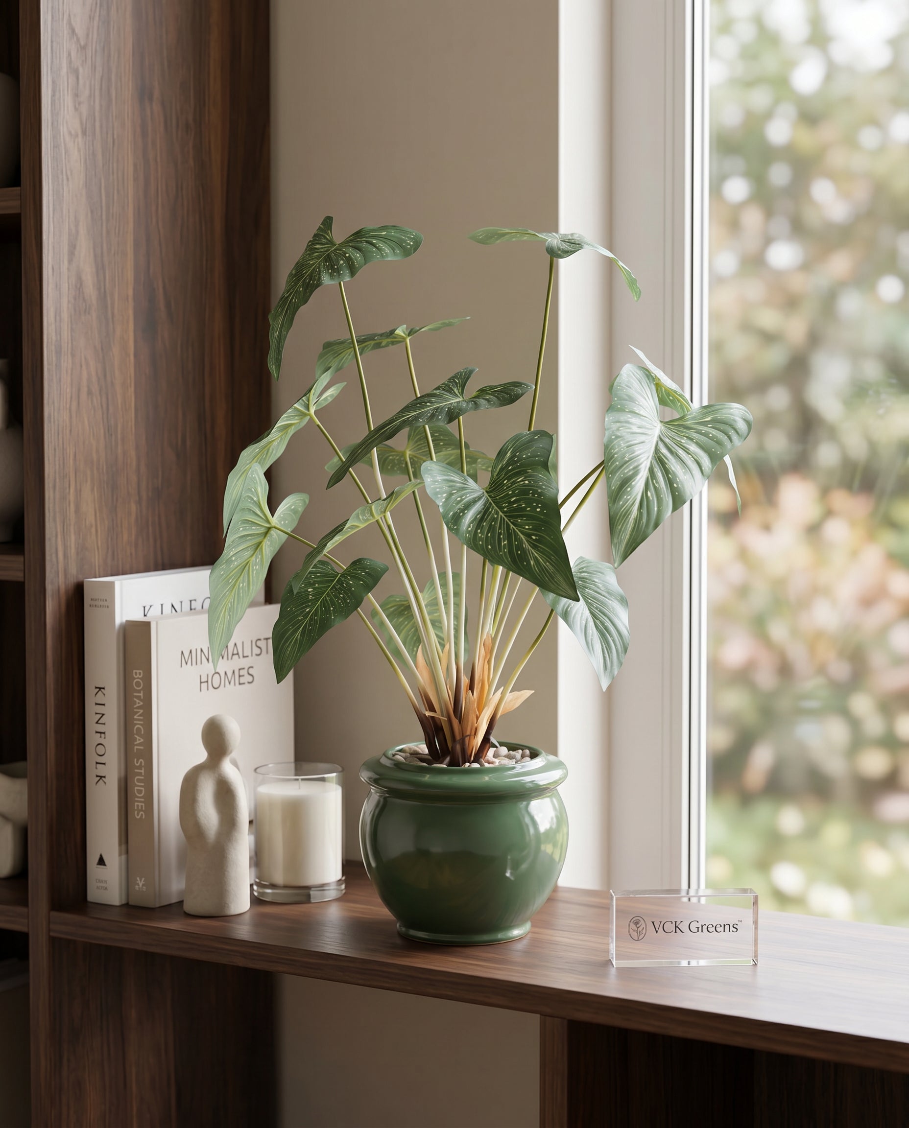 Artificial Tropical Alocasia Leaf Bonsai 2ft