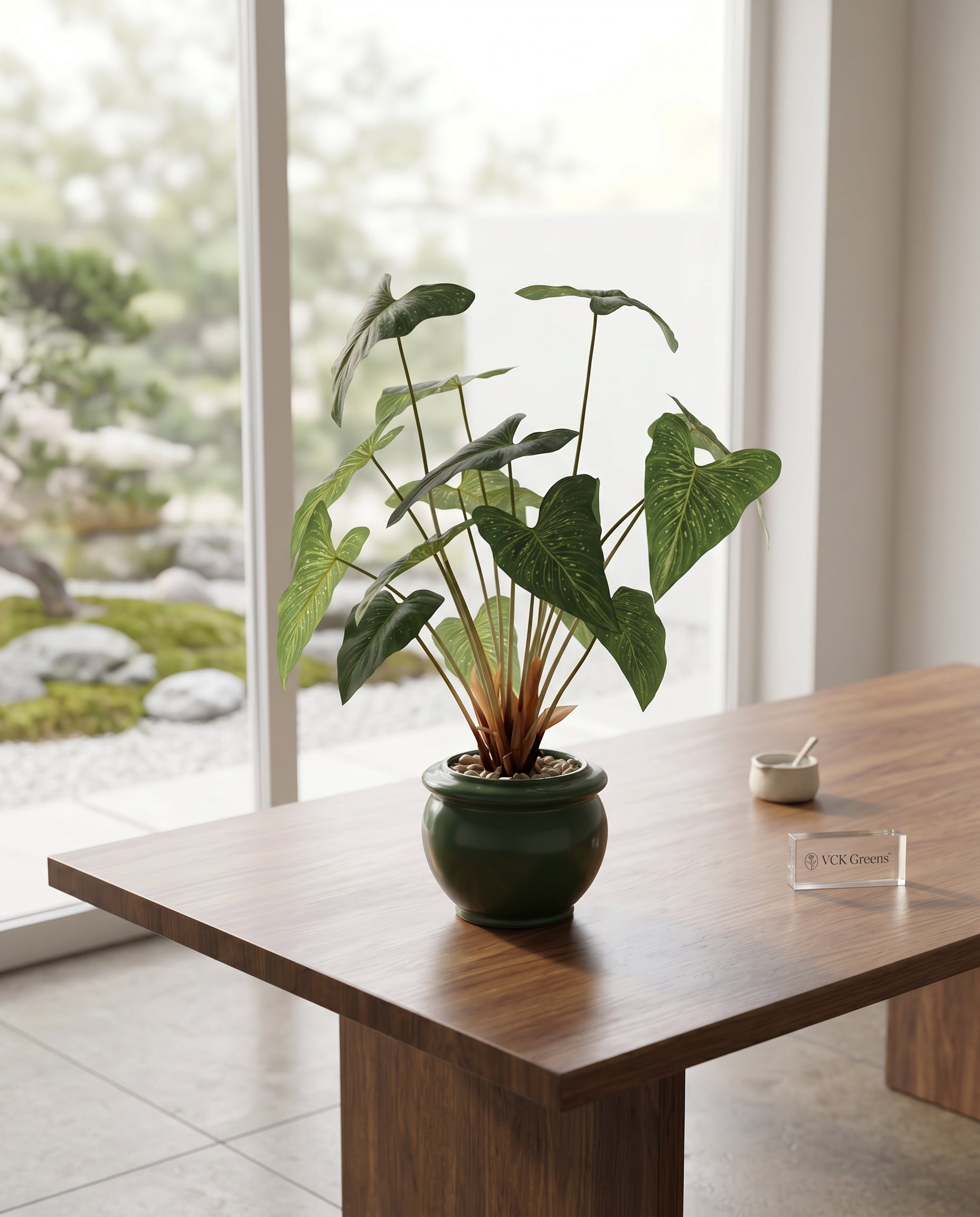 Artificial Tropical Alocasia Leaf Bonsai 2ft