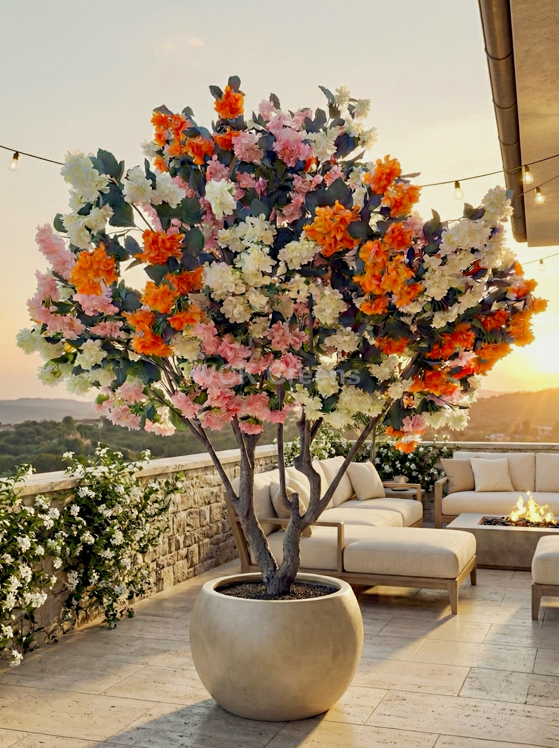 Artificial Begonia Flowers Plant 8.3ft With Pot