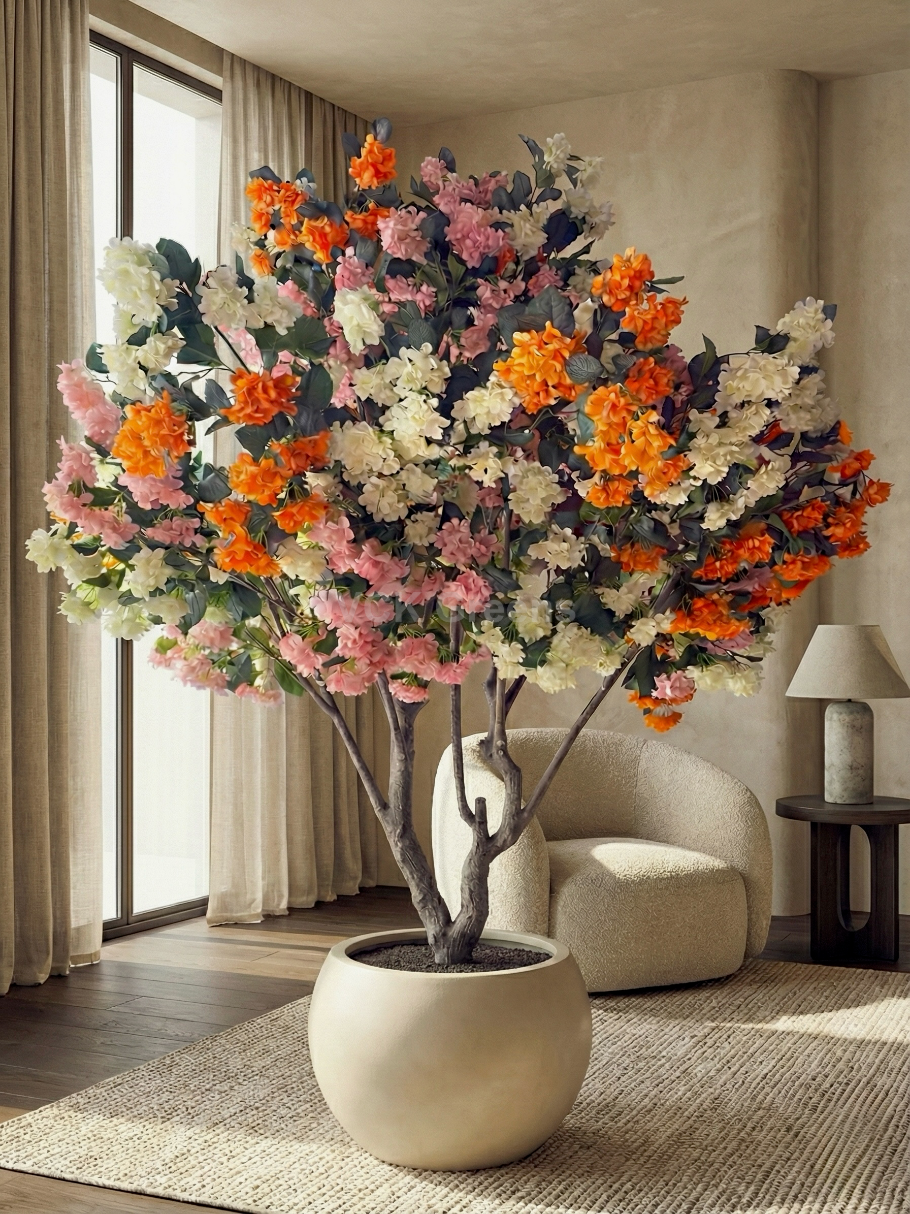 Artificial Begonia Flowers Plant 8.3ft With Pot