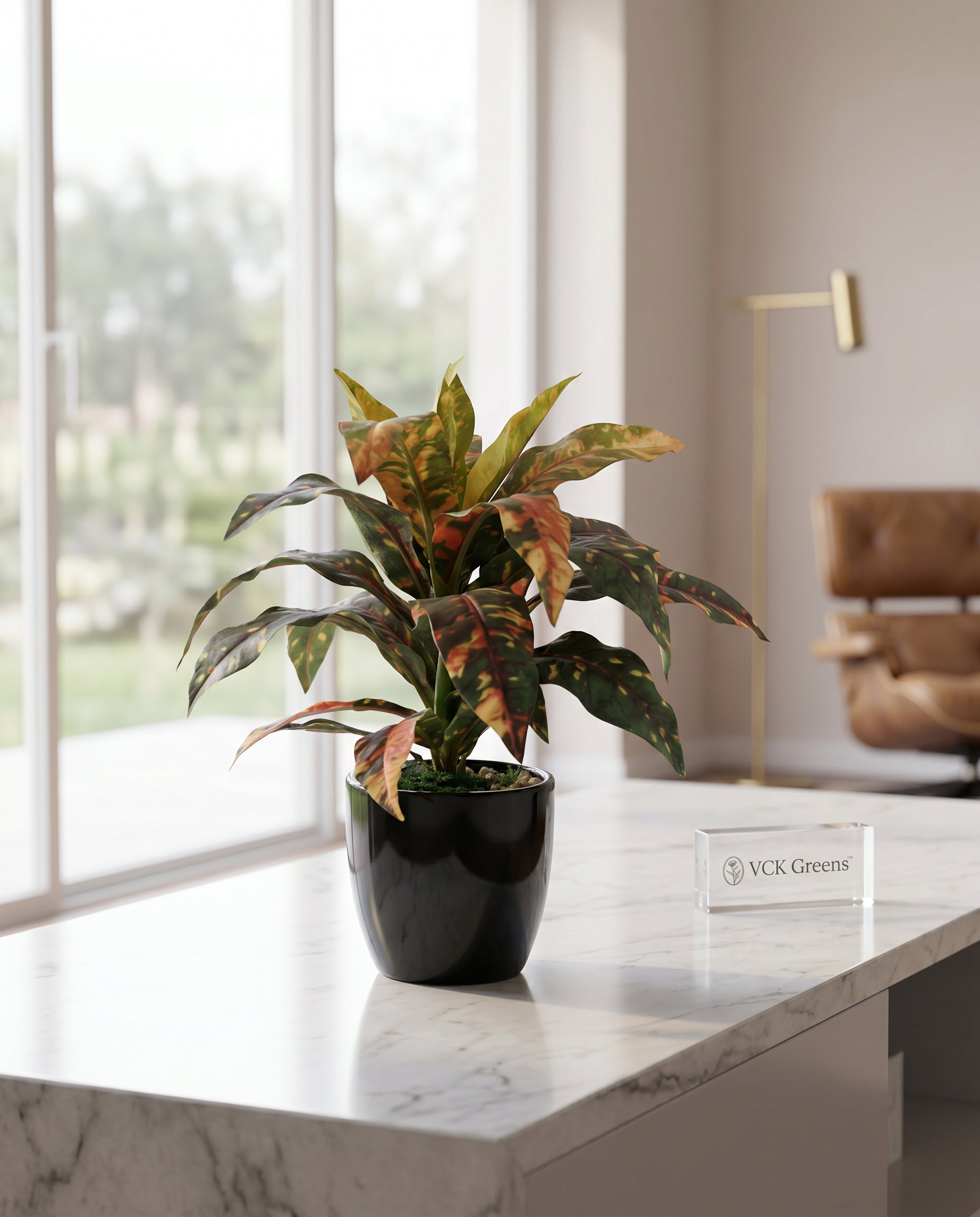 Artificial Croton Leaf Bonsai 24cm
