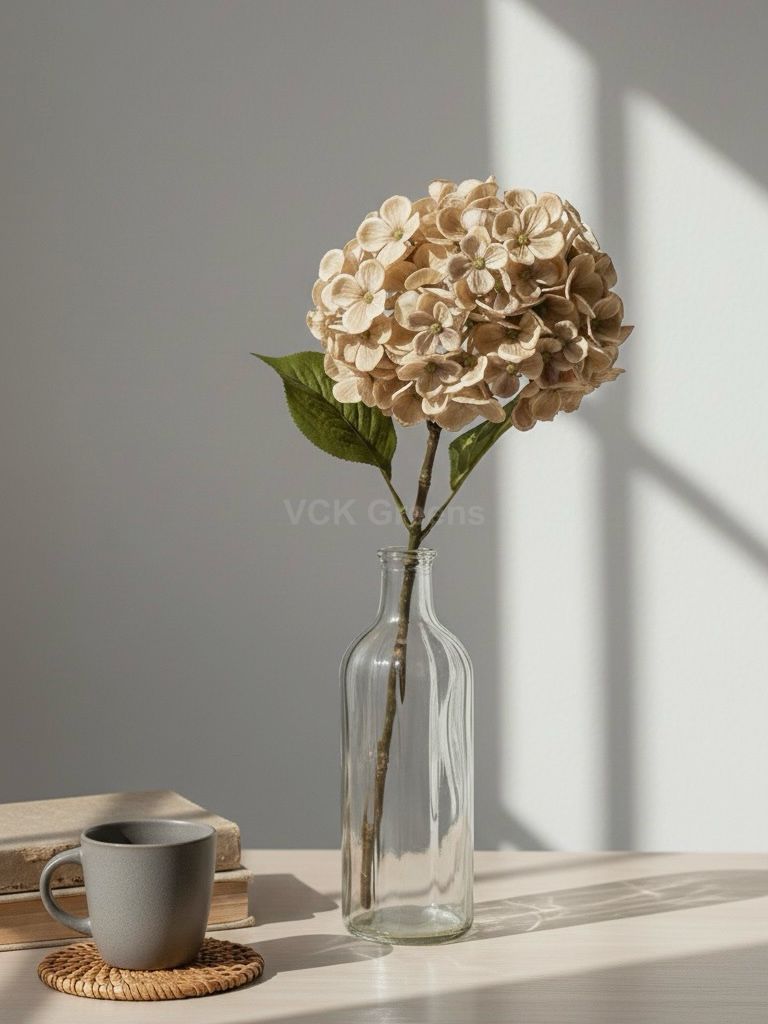 Artificial Dry Color Real Touch Hydrangea Flower Stems 50cm