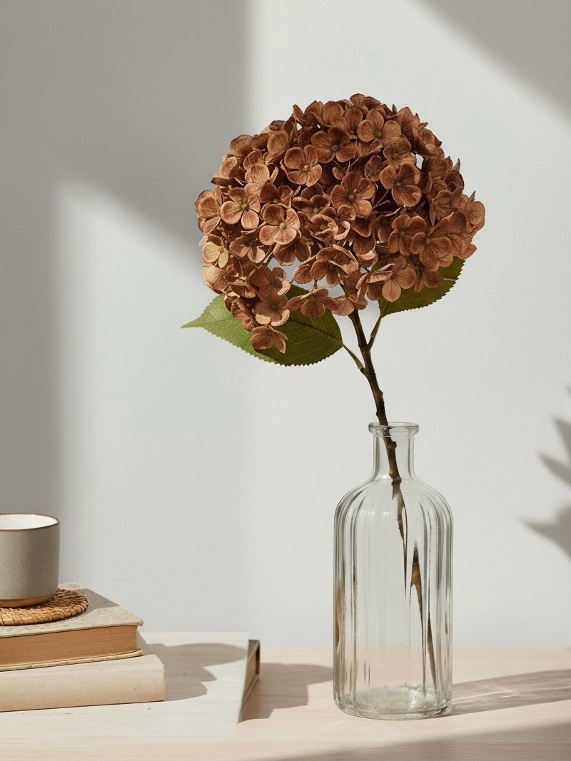 Artificial Dry Color Real Touch Hydrangea Flower Stems 50cm