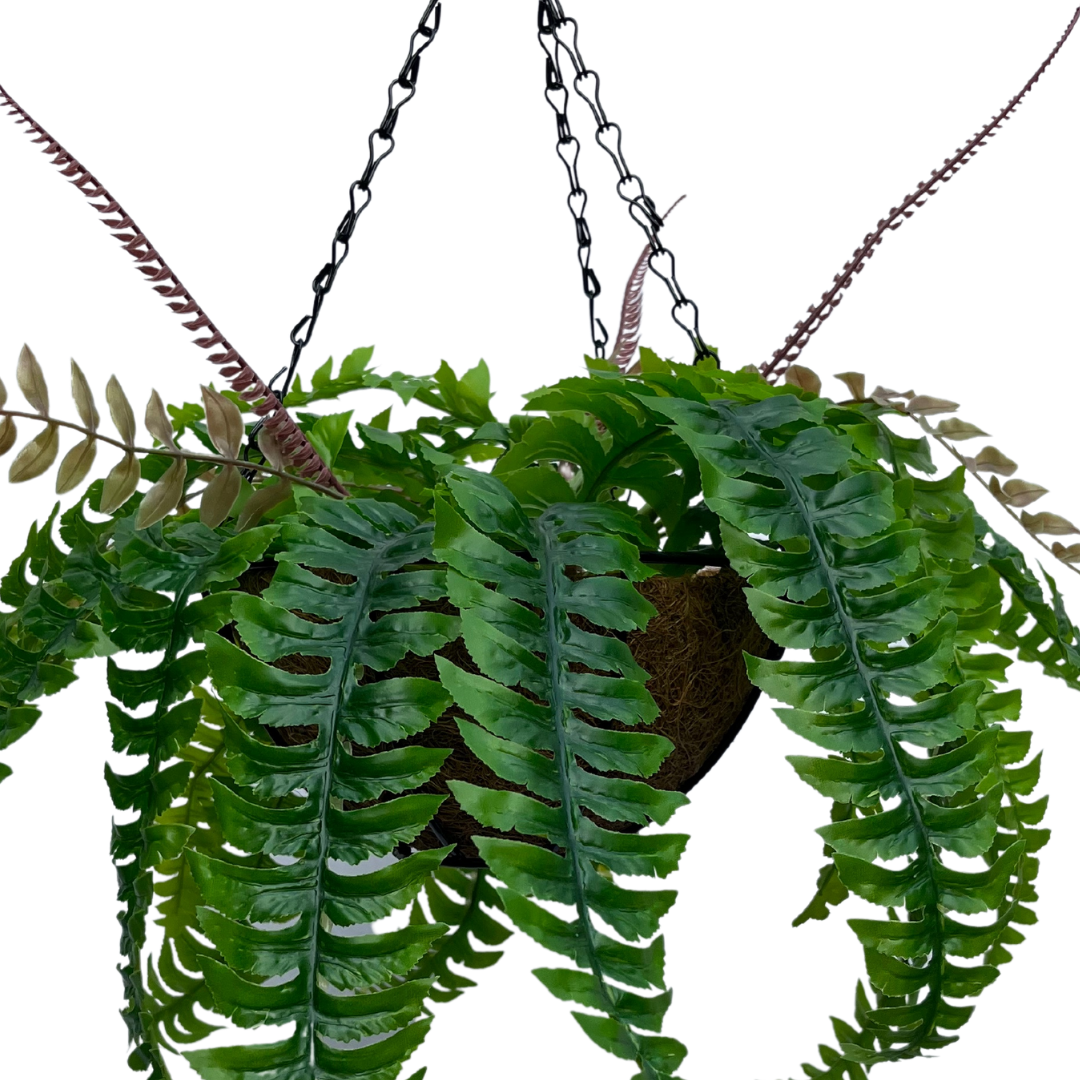 Artificial Tropical Fern Plant Hanging Coco Basket 2.1ft