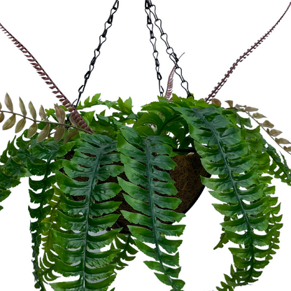 Artificial Tropical Fern Plant Hanging Coco Basket 2.1ft