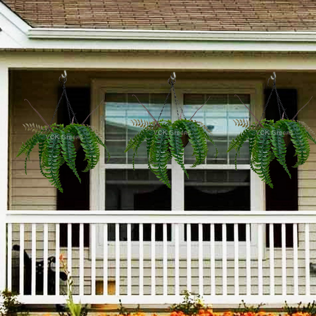 Artificial Tropical Fern Plant Hanging Coco Basket 2.1ft