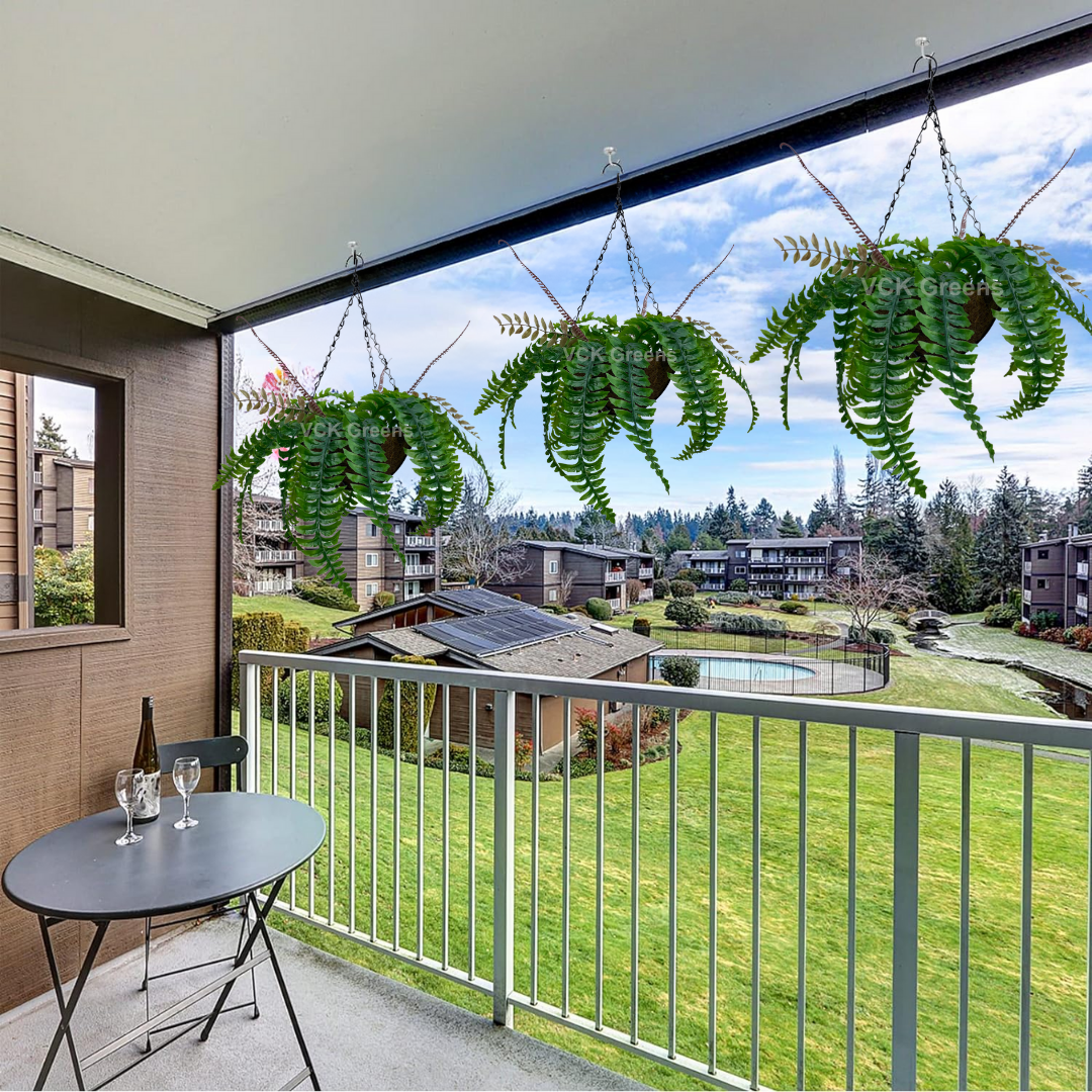 Artificial Tropical Fern Plant Hanging Coco Basket 2.1ft