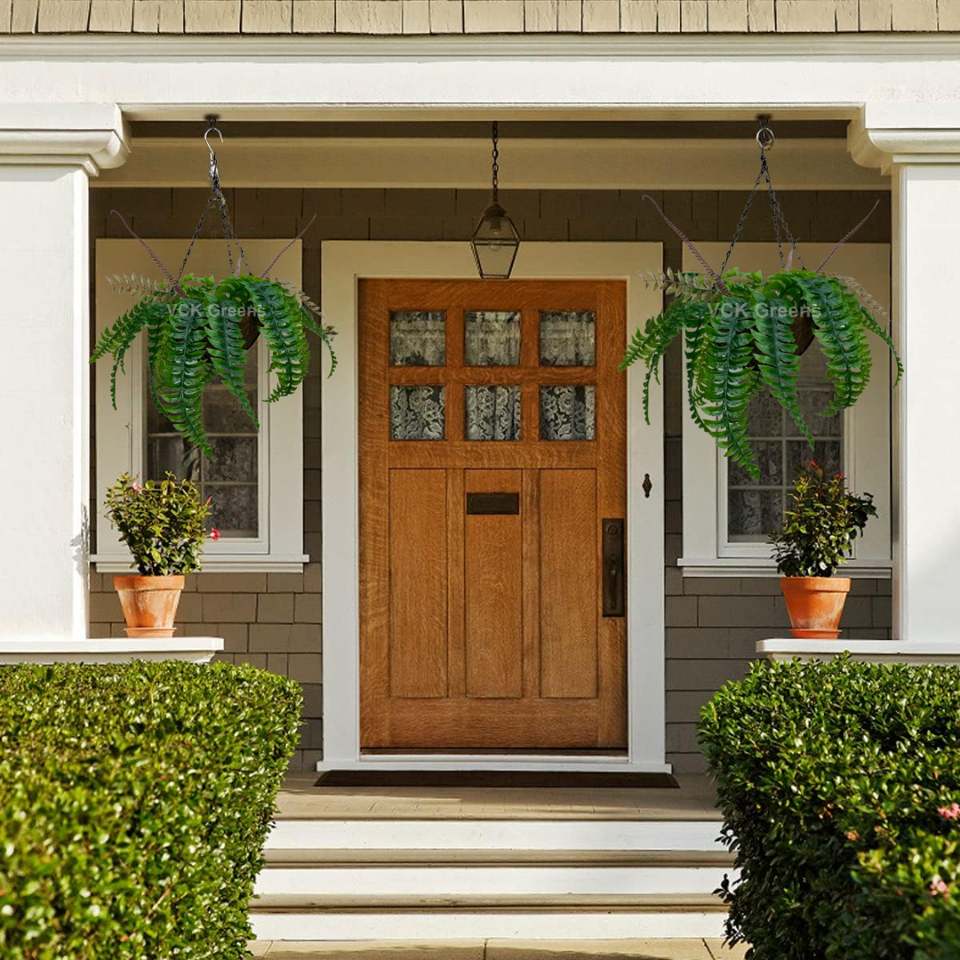 Artificial Tropical Fern Plant Hanging Coco Basket 2.1ft