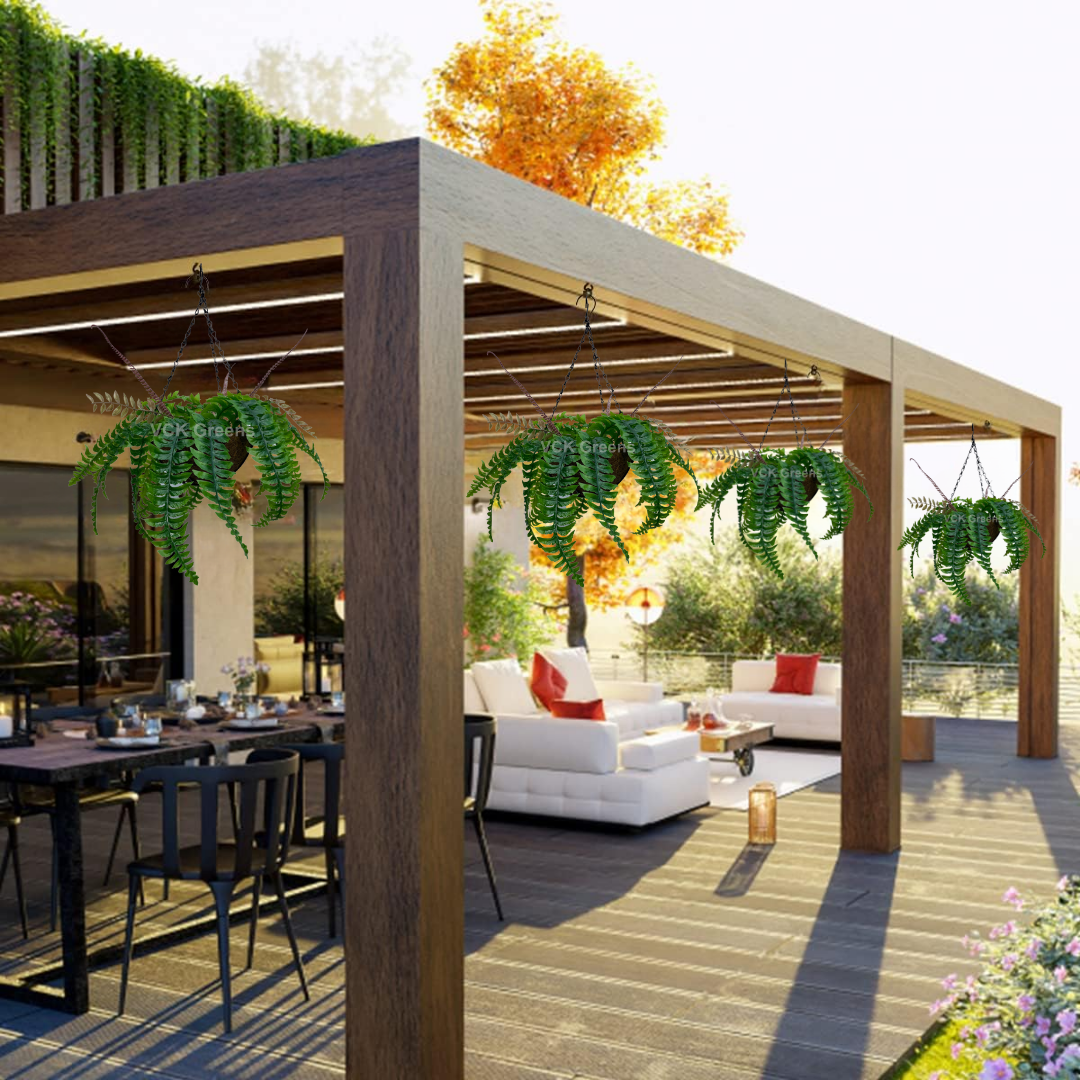 Artificial Tropical Fern Plant Hanging Coco Basket 2.1ft