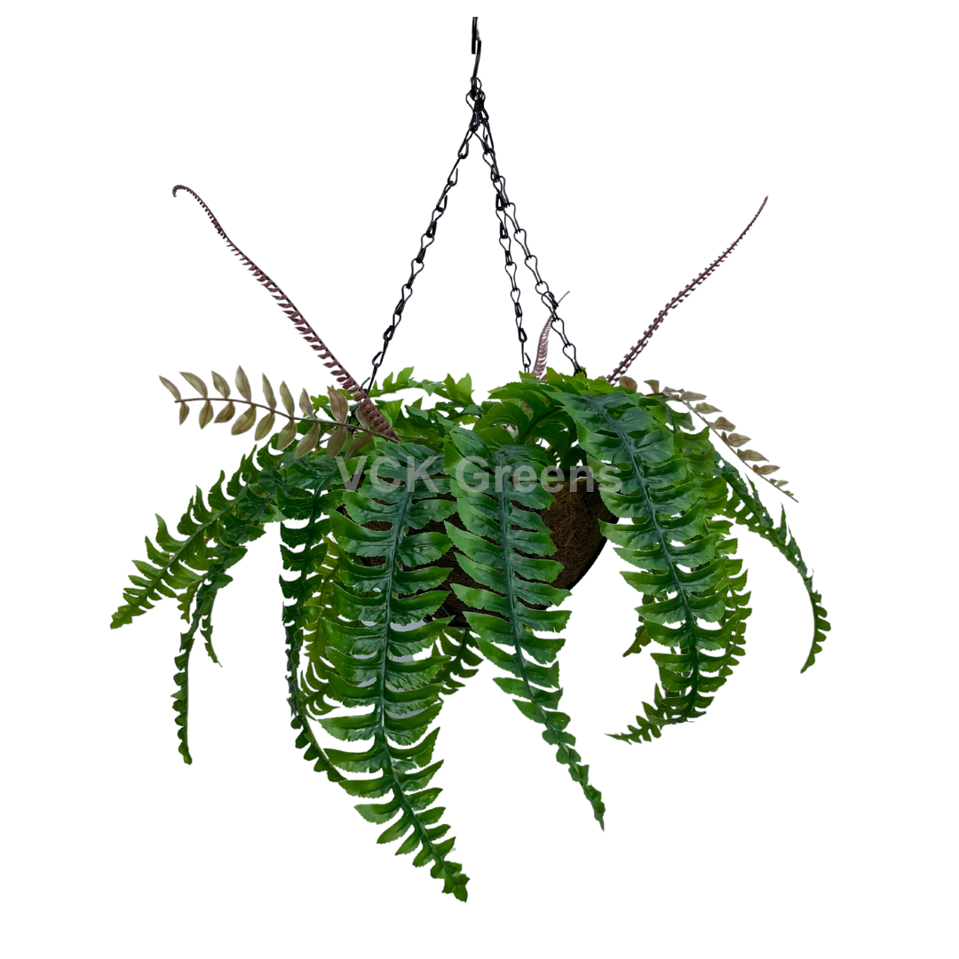 Artificial Tropical Fern Plant Hanging Coco Basket 2.1ft