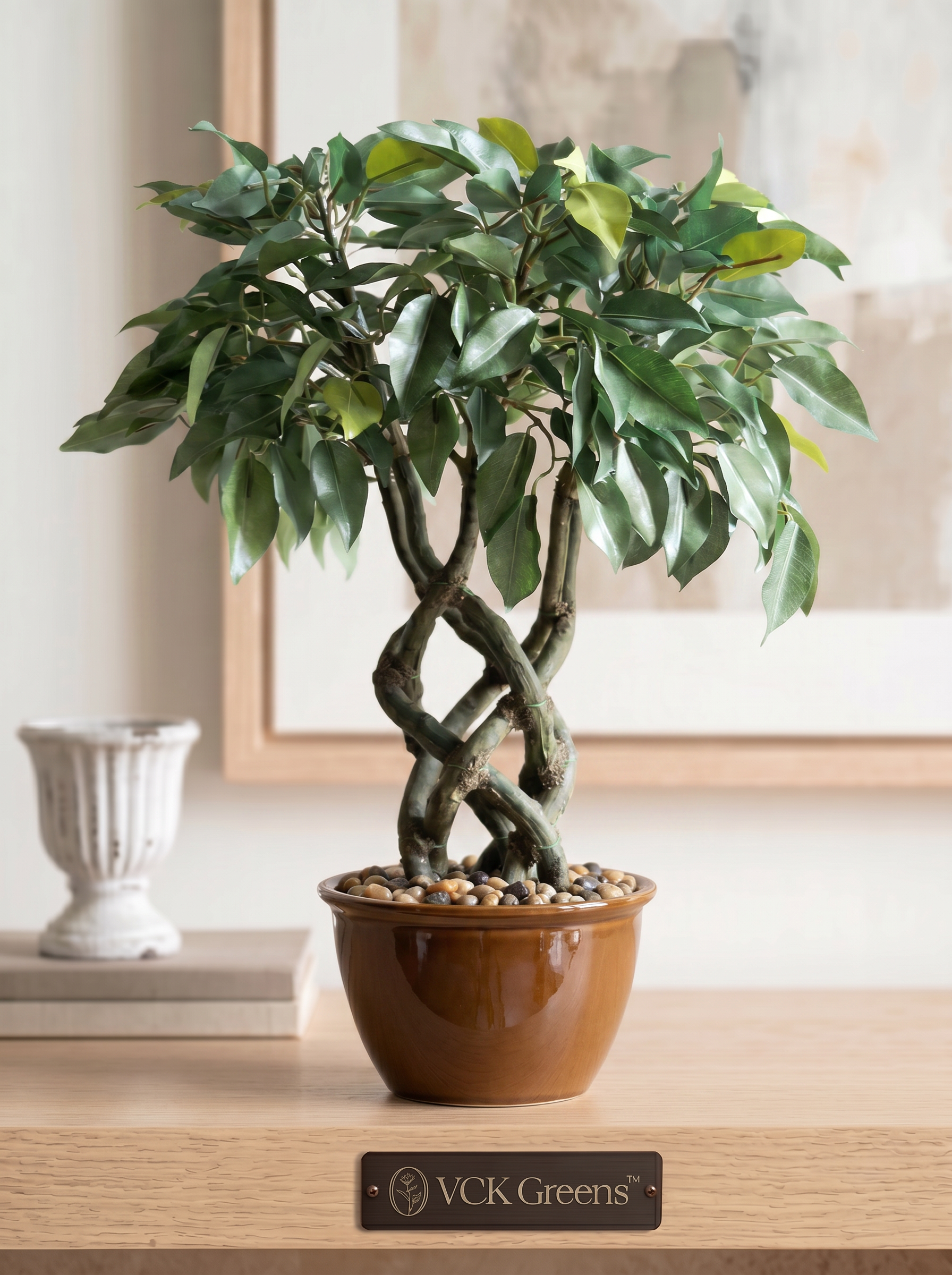 Artificial Green Ficus Leaf Bonsai 1.4ft